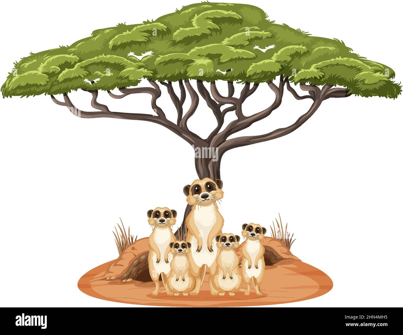 Isolierte Naturszene mit Erdmännchen-Familiendarstellung Stock Vektor