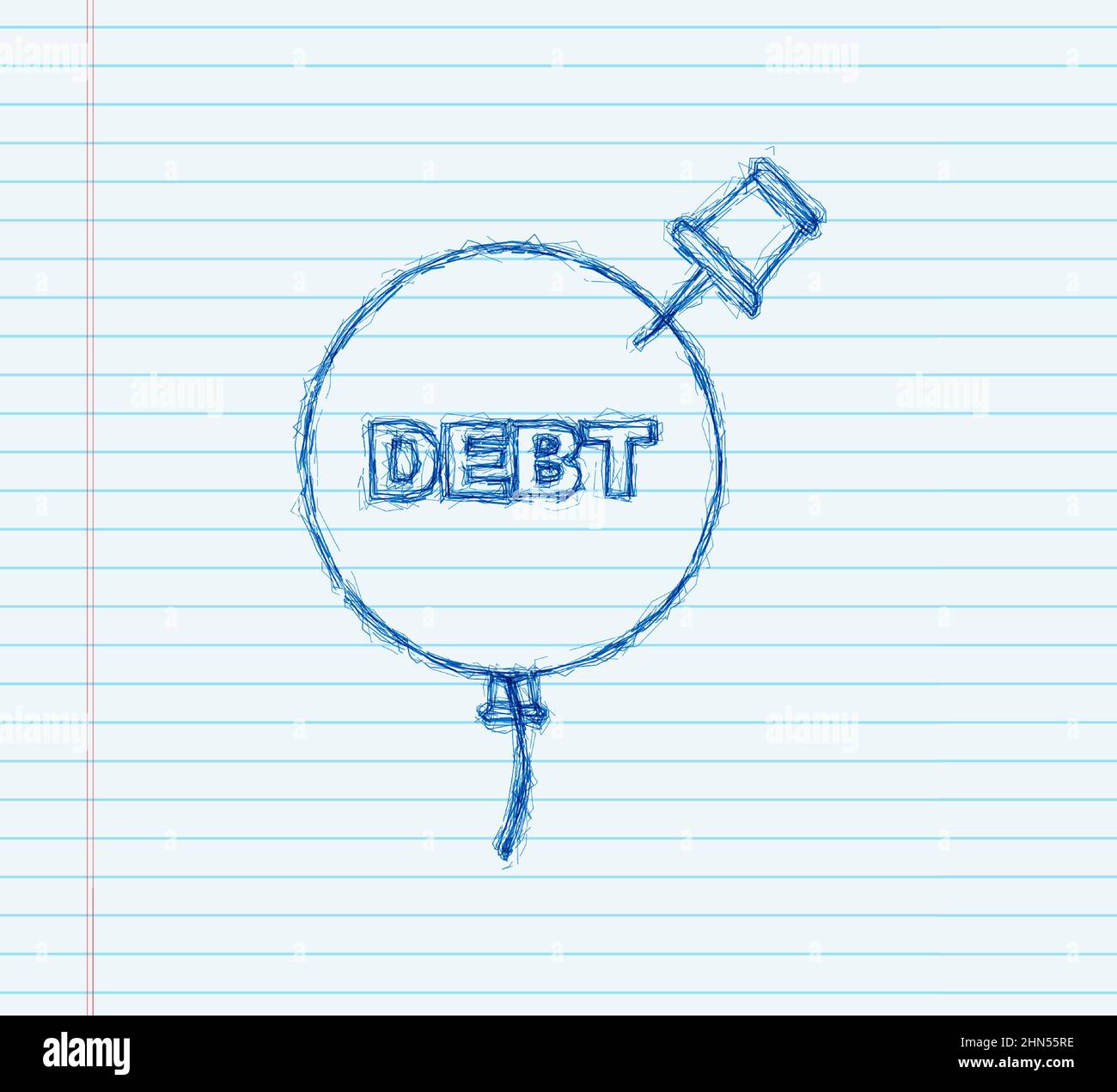 Cartoon Visitenkarte mit Neon-Schuldenbombe. Geschäftskonzept. Vektorkonzept. Stock Vektor