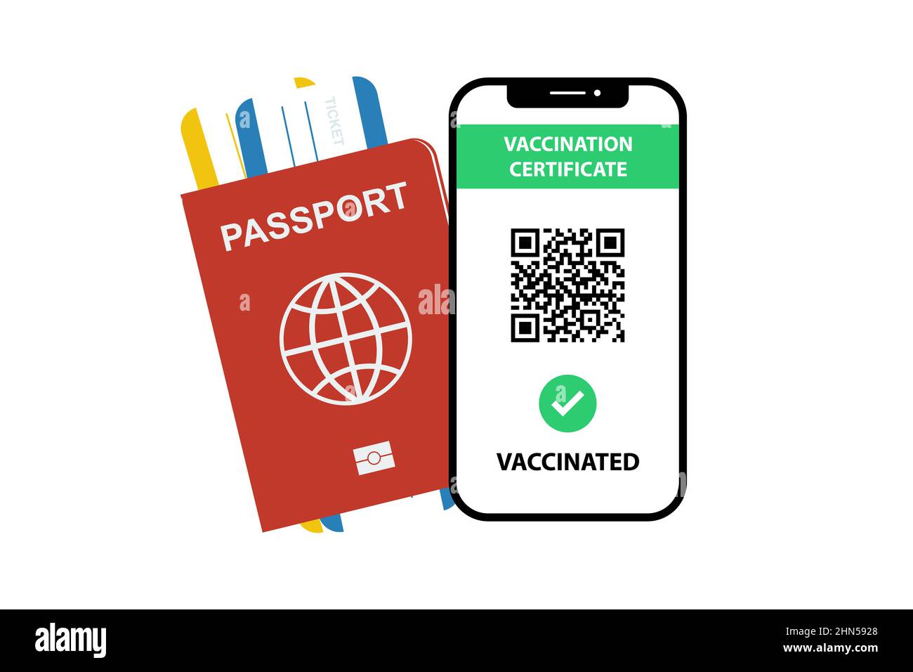 Impfpass mit Pass und Tickets Stock Vektor