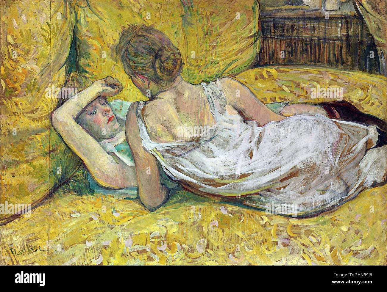 Labandon (Les deux amies) (1895). Antike Vintage-Kunst von Henri Toulouse-Lautrec. Stockfoto