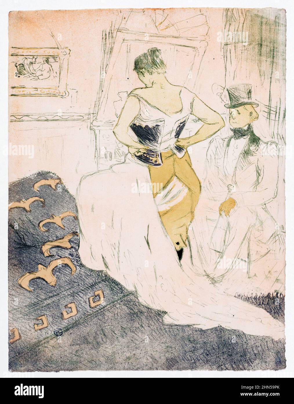 Elles, Woman in A Corset (1896). Antike Vintage-Kunst von Henri Toulouse-Lautrec. Stockfoto