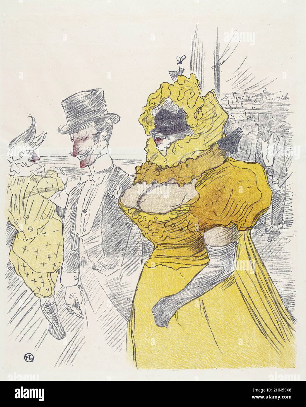 Affiche Au Bal des Etudiants (1900). Antike Vintage-Kunst von Henri Toulouse-Lautrec. Stockfoto