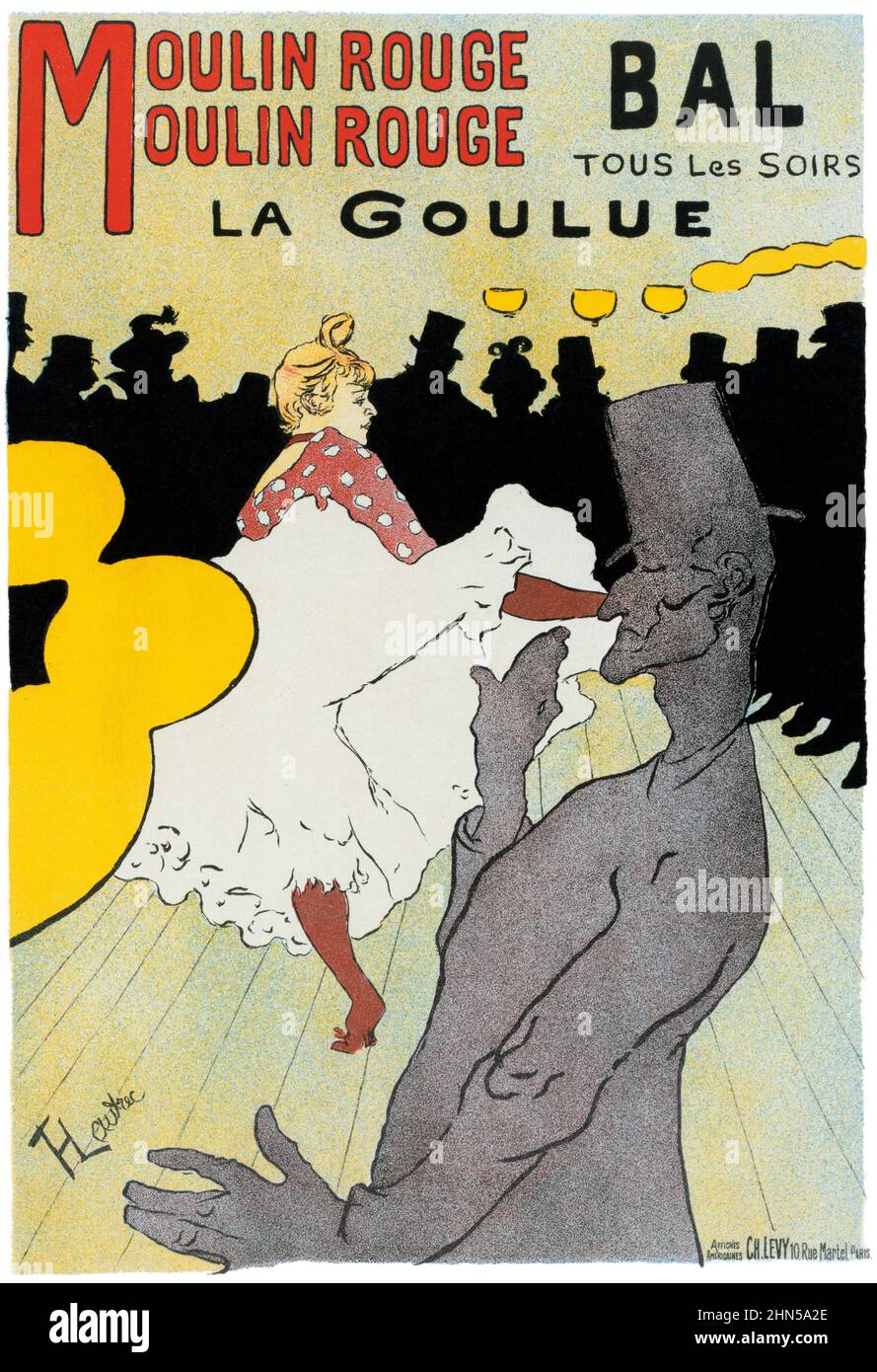 Antike Vintage-Kunst von Henri Toulouse-Lautrec. Moulin Rouge: La Goulue. 1891. Dieses ist in sehr gutem Zustand. Etwas verbessert. Stockfoto