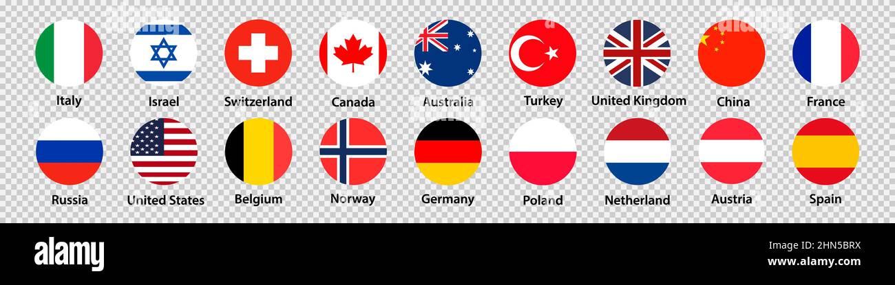 Symbol für Nationalflagge auf transparentem Hintergrund isoliert gesetzt Stock Vektor