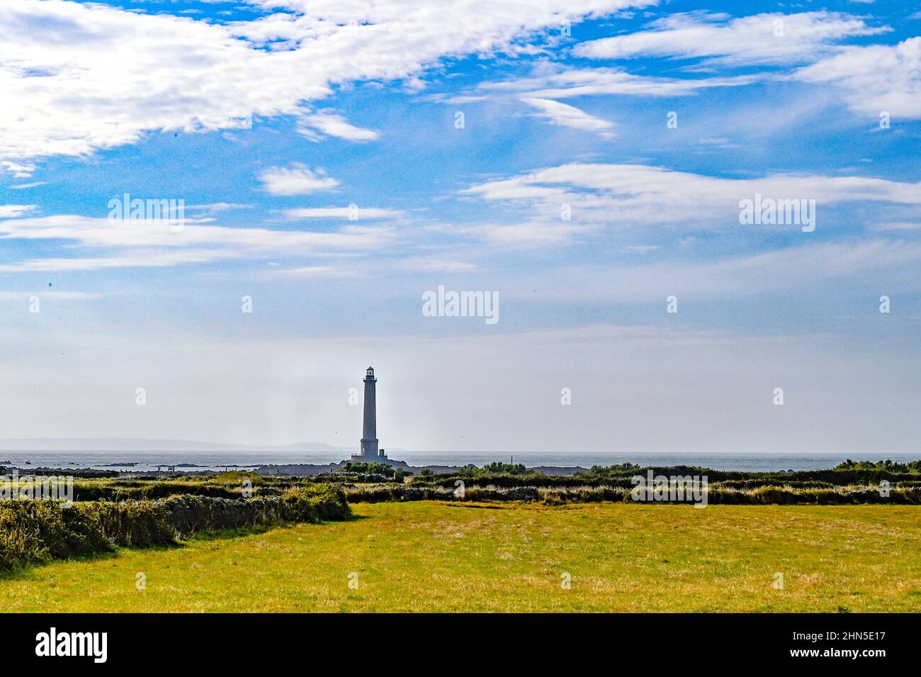 Der Leuchtturm des Cap de la Hague, Normandie, Frankreich Stockfoto