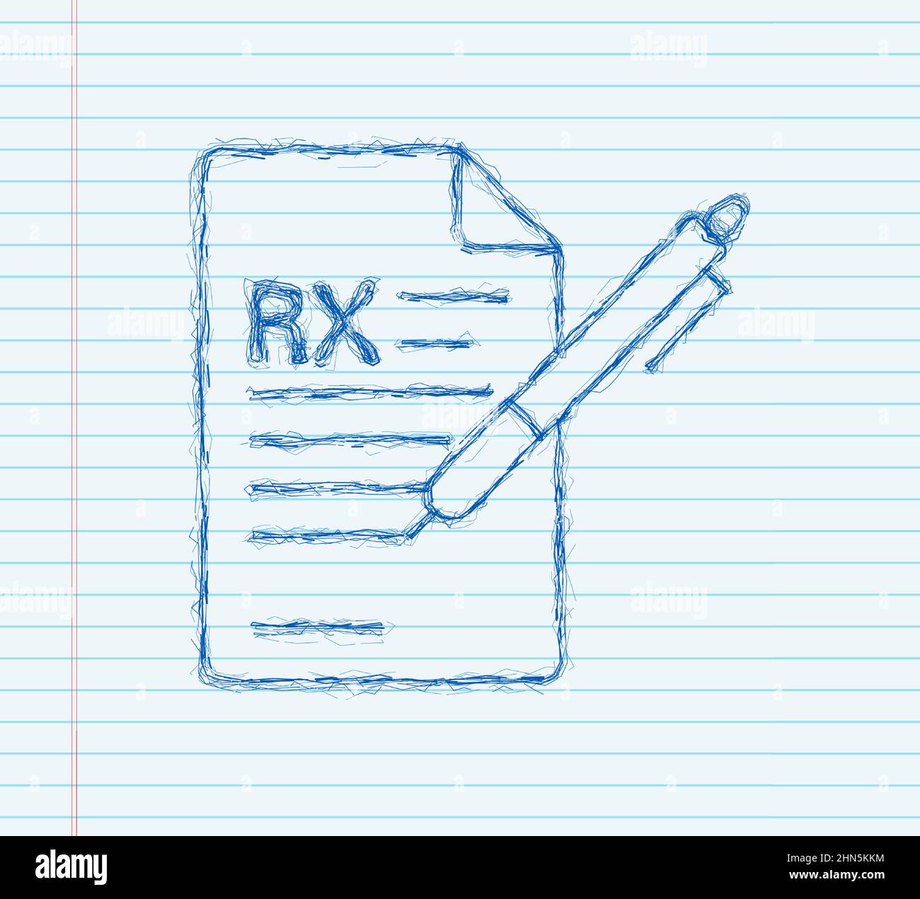 Skizzensymbol Leere Rx-Verordnungsform. Vektorgrafik. Stock Vektor