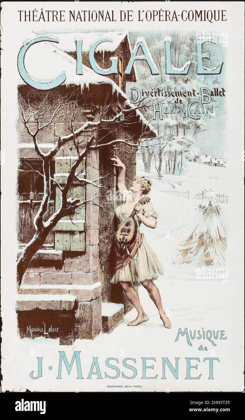 Cigale (Theatre National de L'Opera-Comique, 1904). Französisches Ballett-Poster. Musik von J. Massenet. Stockfoto