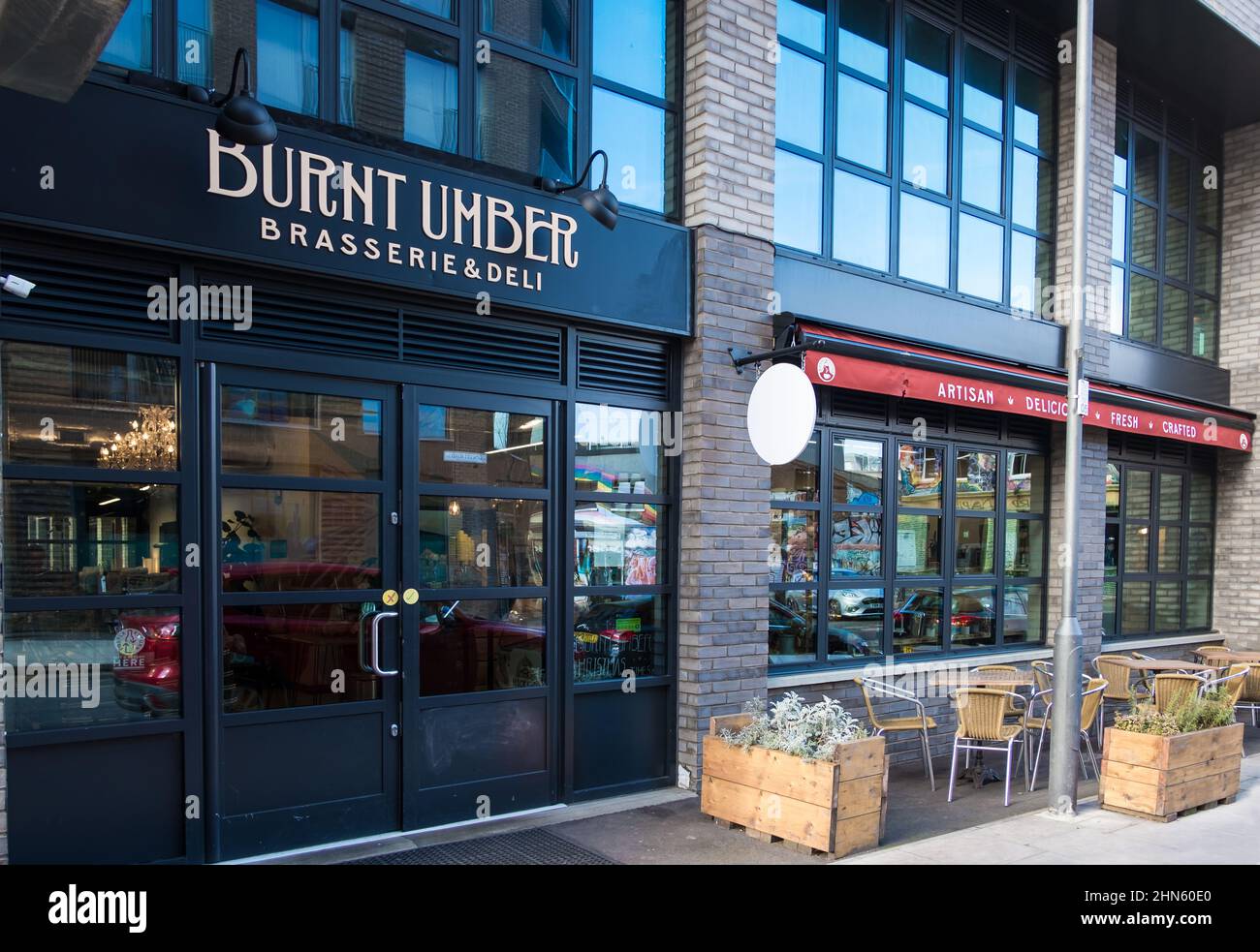 Burnt Umber Brasserie und Feinkostladen in Hackney Wick, East London Stockfoto