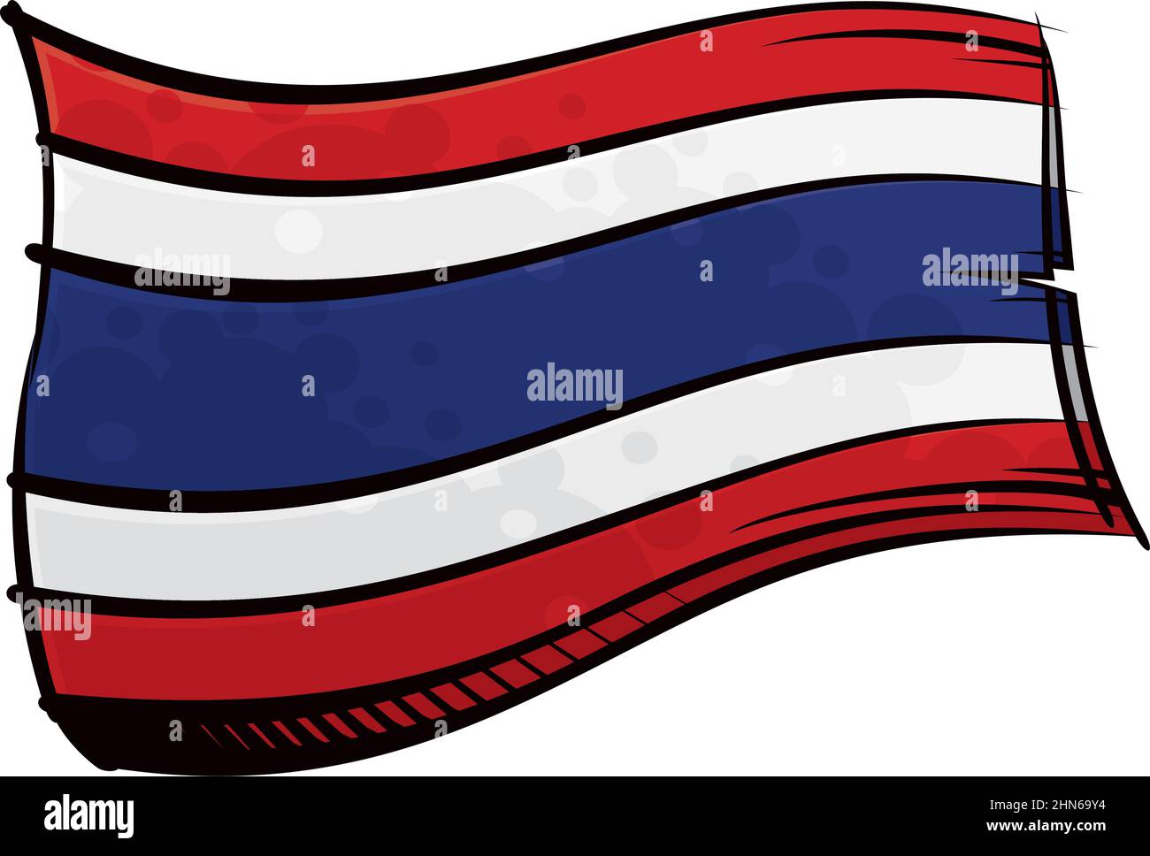 Bemalte Thailand Flagge winkt im Wind Stock Vektor