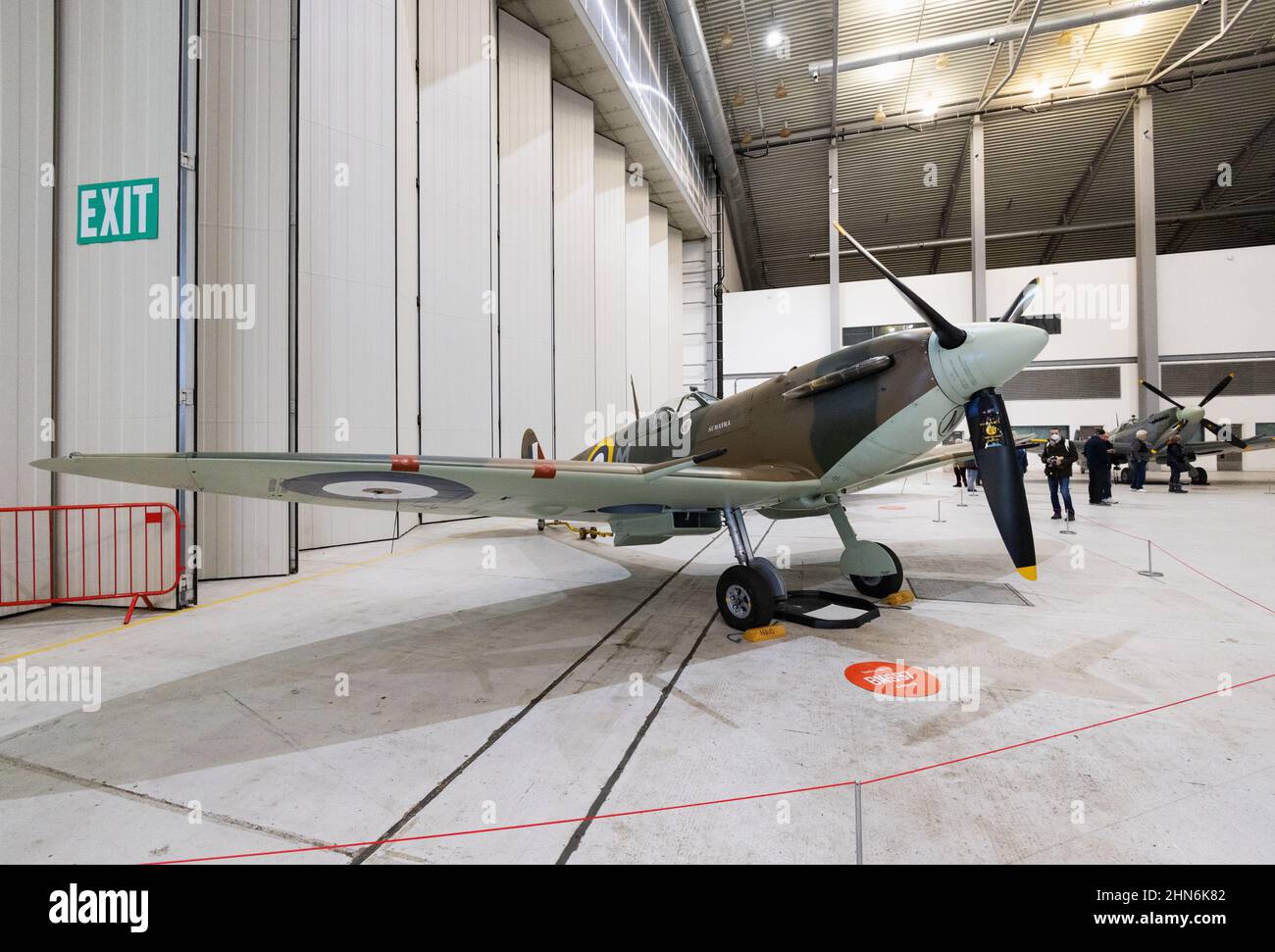 Supermarine Spitfire Plane; Spitfire Mk VB, Nahaufnahme BM597, Imperial war Museum Duxford Cambridgeshire UK Stockfoto