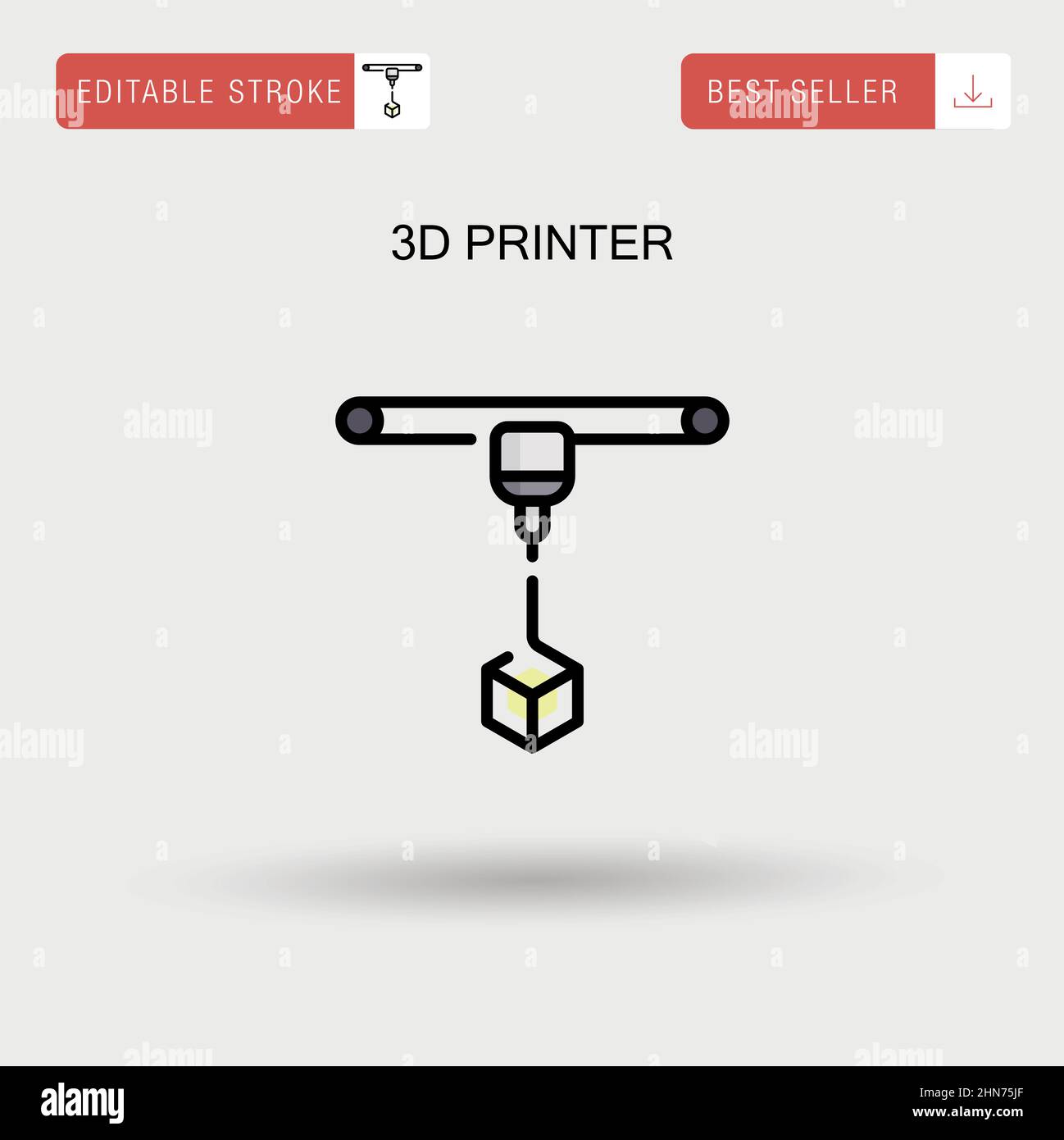 einfaches Vektorsymbol für den drucker 3D. Stock Vektor