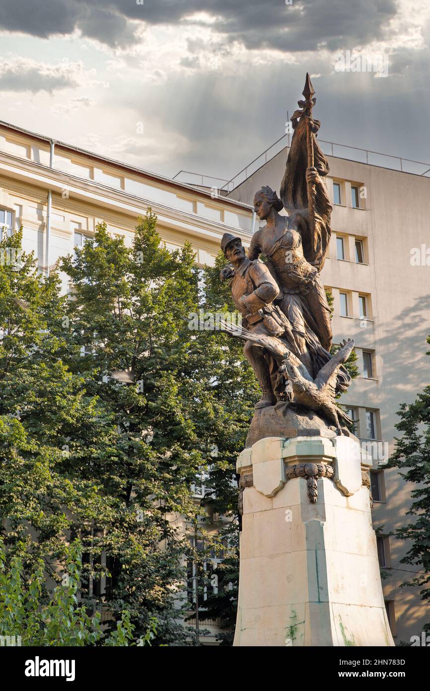 Der Aufstieg des Country war Memorial für Rumänen, die 1913 im Zweiten Balkankrieg in Bulgarien einmarschierten, entstellt von den Kommunisten und jetzt in Valter Marac Stockfoto