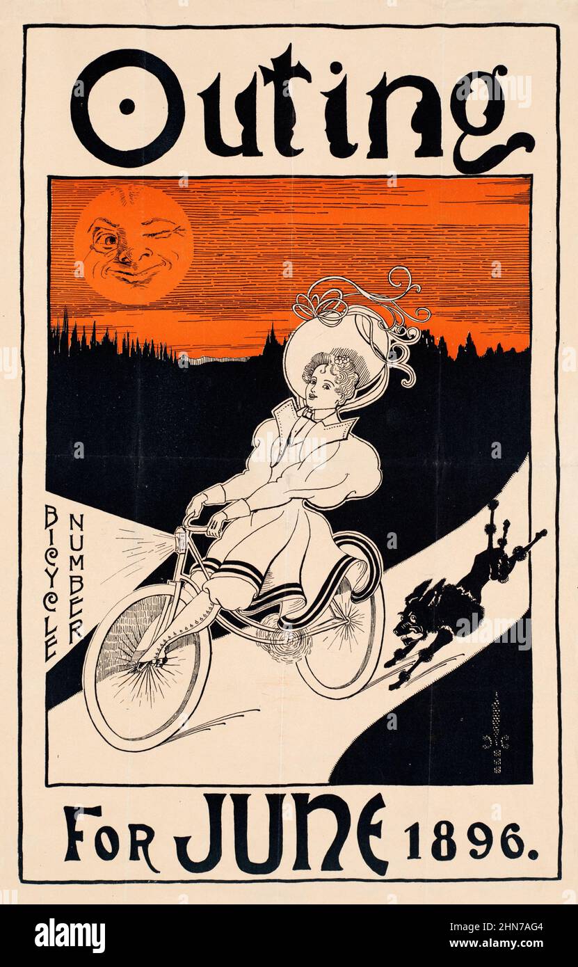 Ausflug Fahrrad Nummer für Juni 1896. (Ca. 1896) Vintage Cover Design. Stockfoto
