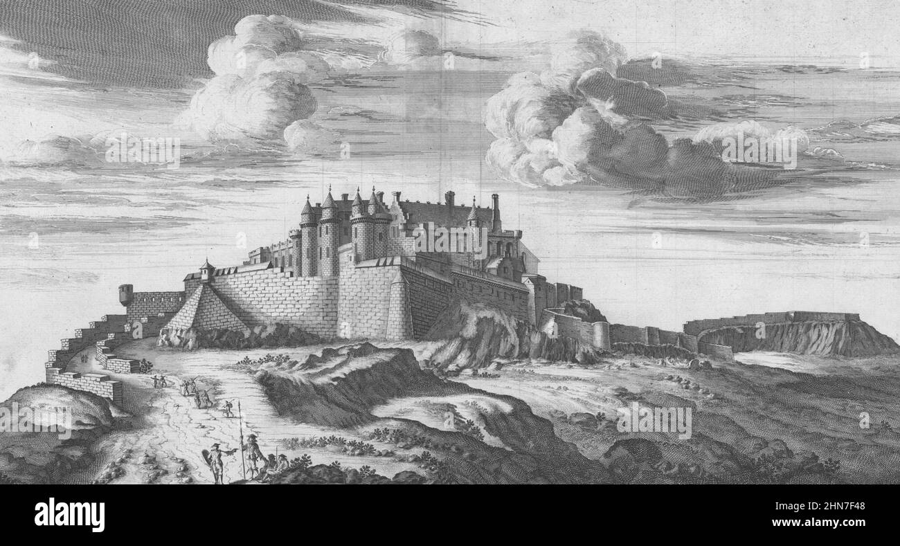 Stirling Castle, gezeichnet von John Slezer im Jahr 1693, zeigt James IV's jetzt abgerissene Forework Stockfoto