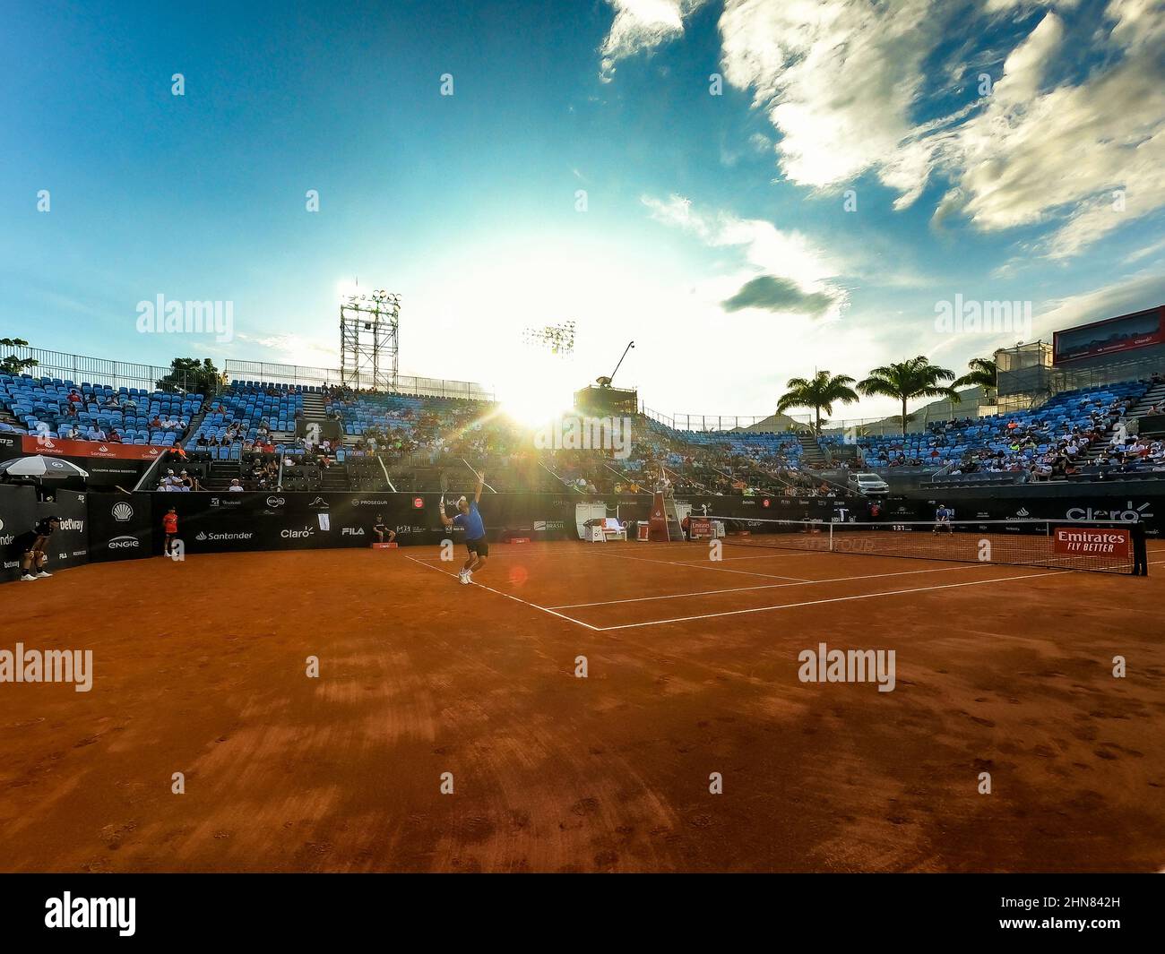 RIO DE JANEIRO, BRASILIEN, 02/14/2022: Partida entre Pablo Cuevas e Pablo Andújar na primeira rodada do Rio Open, ATP 500 disputado na cidade do Rio de Janeiro. Foto von © Bruno Alencastro/ABACAPRESS.COM Stockfoto