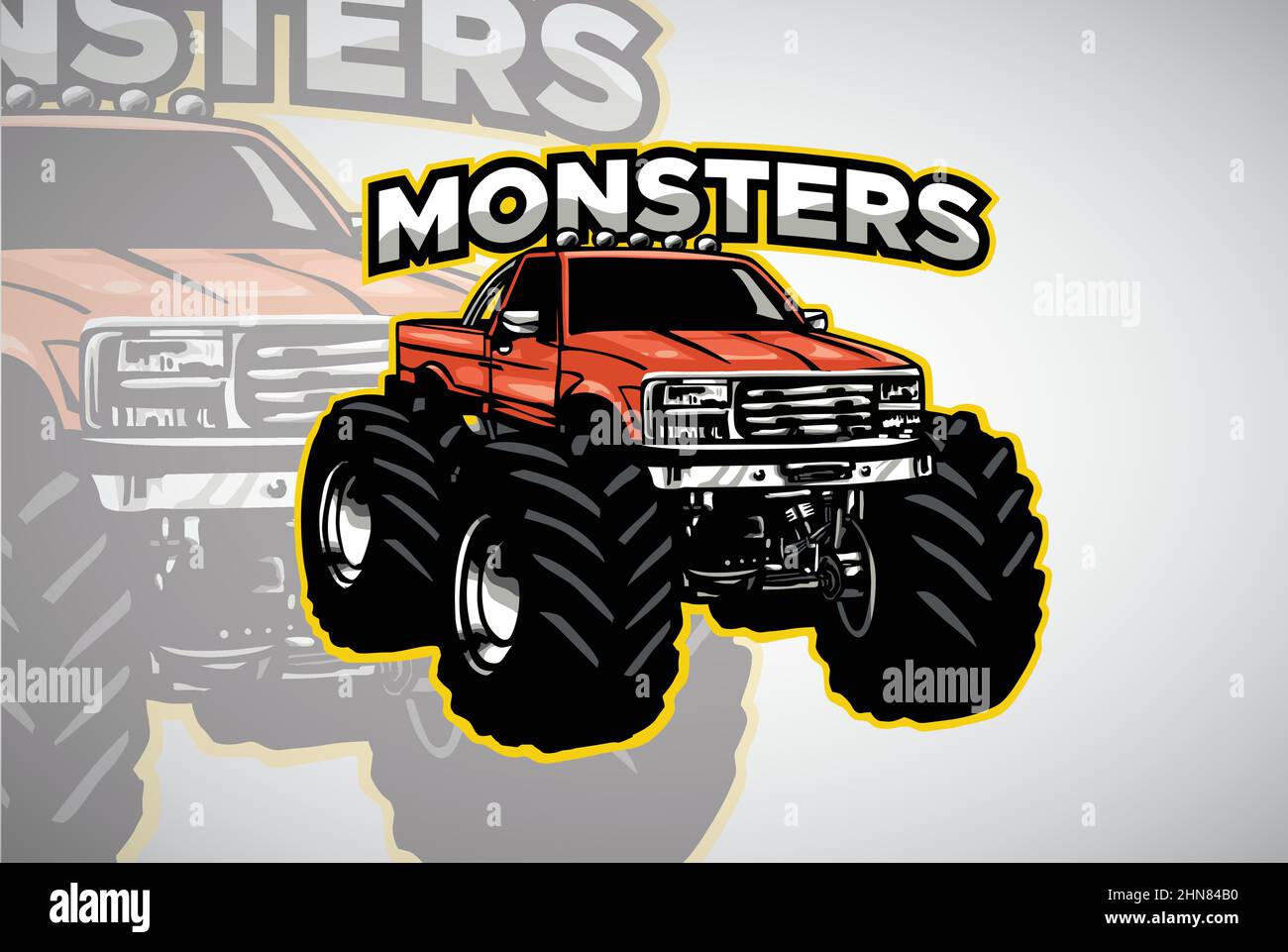 Lkw Monster Beefy Lkw Bigfoot Traktor Logo Design Vektor Illustration Stock Vektor