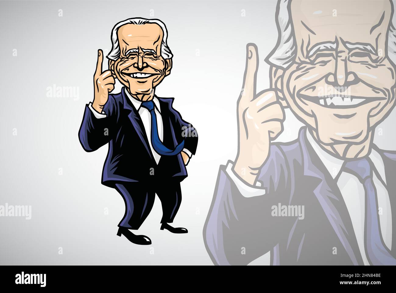 Joe Biden Präsident der Vereinigten Staaten von Amerika Cartoon Karikatur Vektor Zeichnung Illustration. Washington, Pebruary 15 , 2022 Stock Vektor