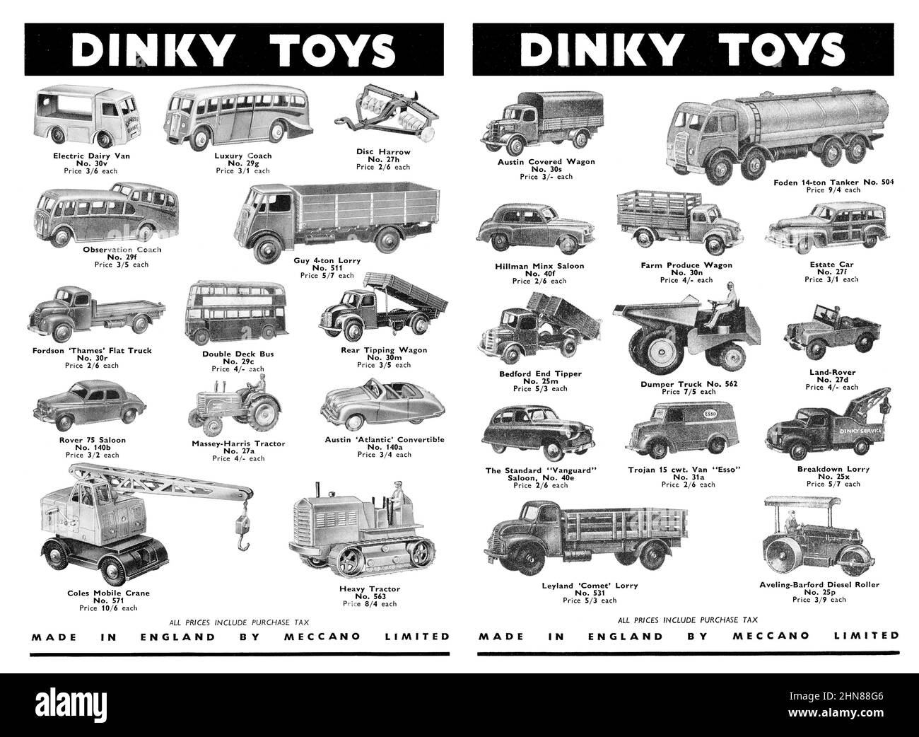 1951 Britische Werbung für Dinky-Spielzeug aus Metalldruckguss. Stockfoto