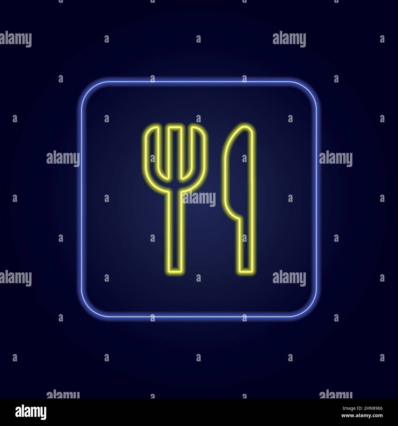 Schöne stilvolle bunte Neon Besteckschild Symbol - Vektor-Illustration Stock Vektor