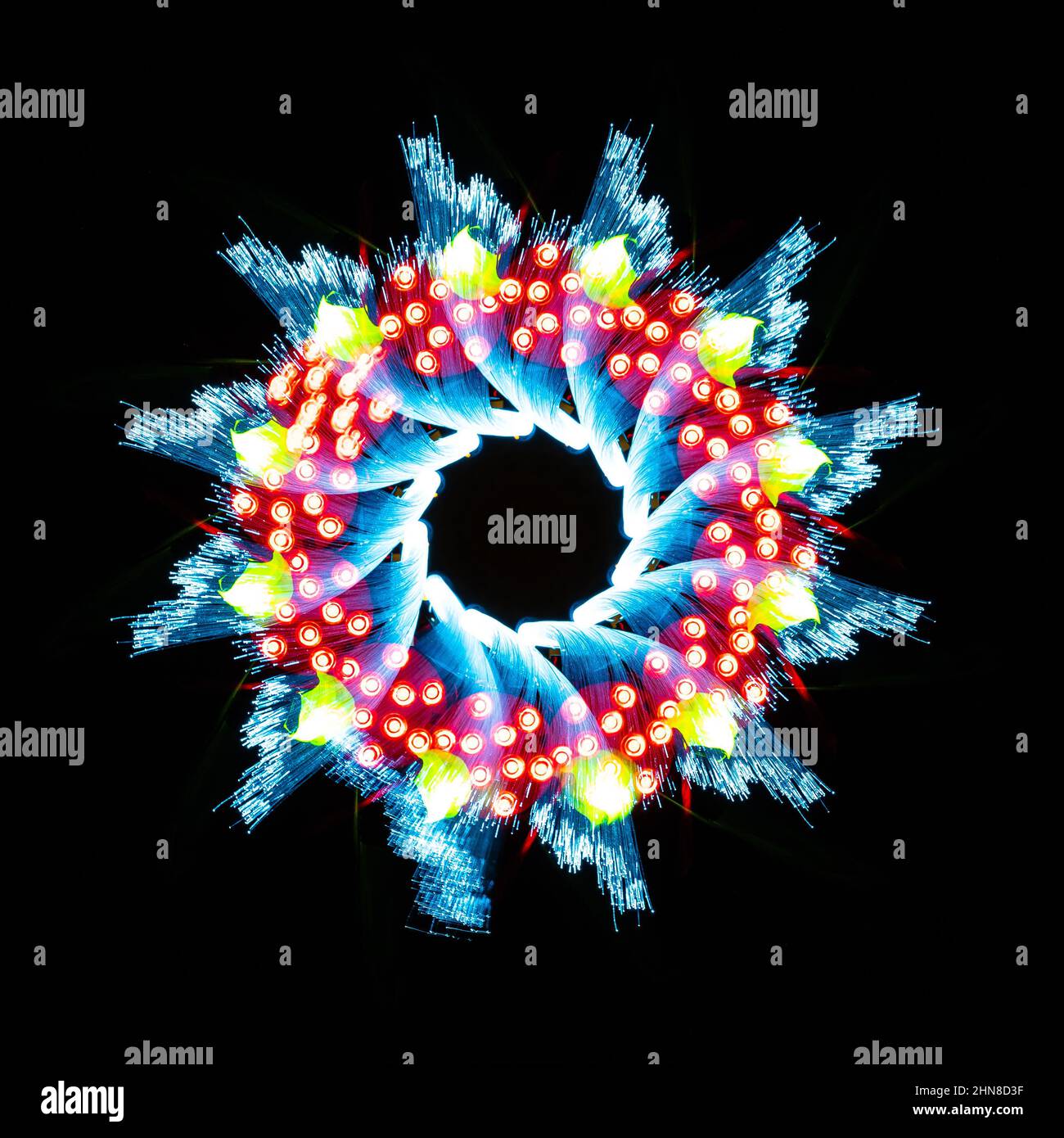 mandala, Licht Malerei Kunst, Kamera Rotation, beruhigende Energie, abstrakter Hintergrund Stockfoto