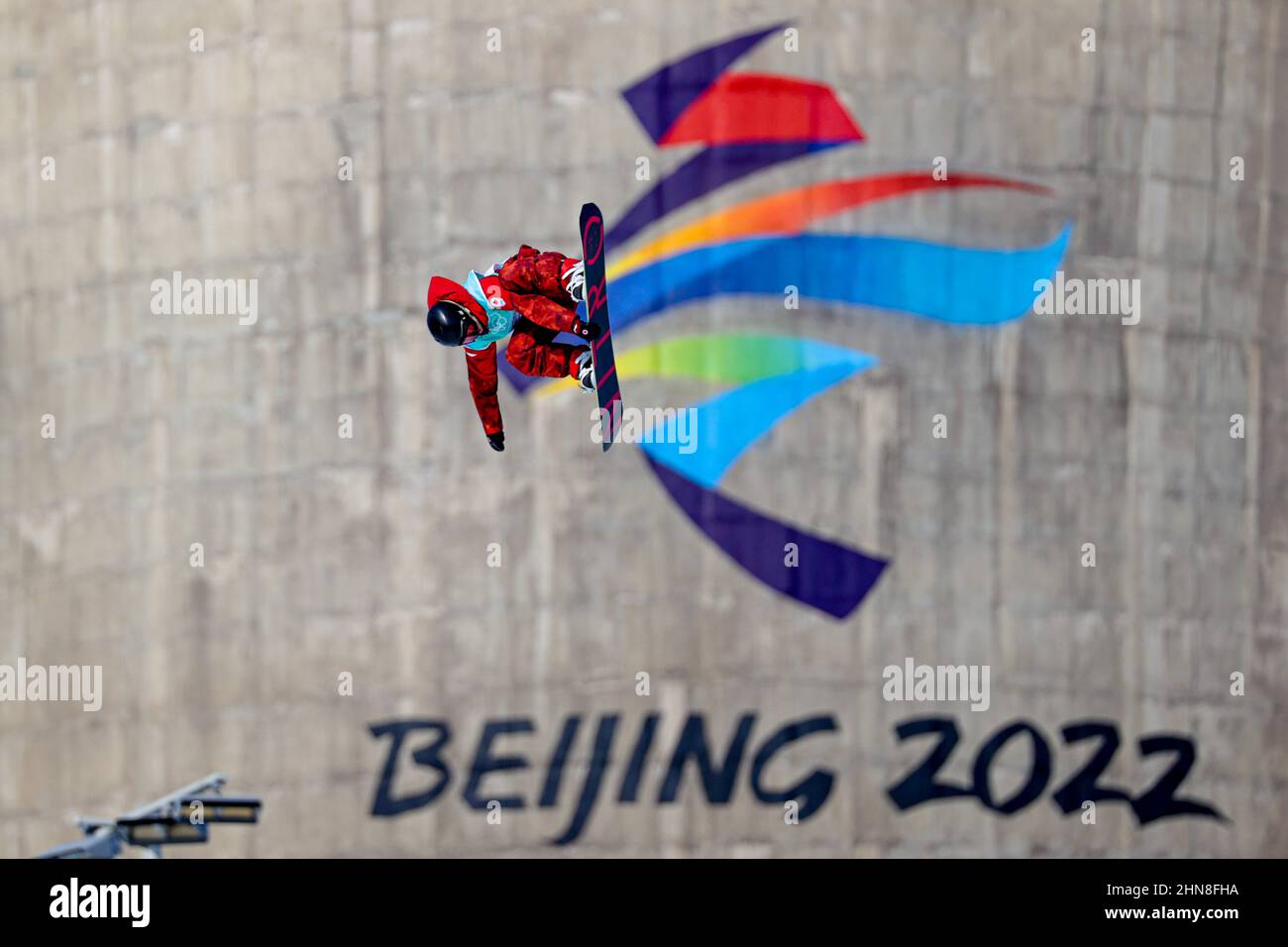 ZHANGJIAKOU, CHINA - 15. FEBRUAR: Laurie Blouin aus Kanada tritt am 15. Februar 2022 im Genting Snow Park P & X Stadium in Zhangjiakou, China, beim Big Air Finale während der Olympischen Spiele 2022 in Peking an (Foto von Iris van den Broek/Orange Picics) NOCNSF Stockfoto