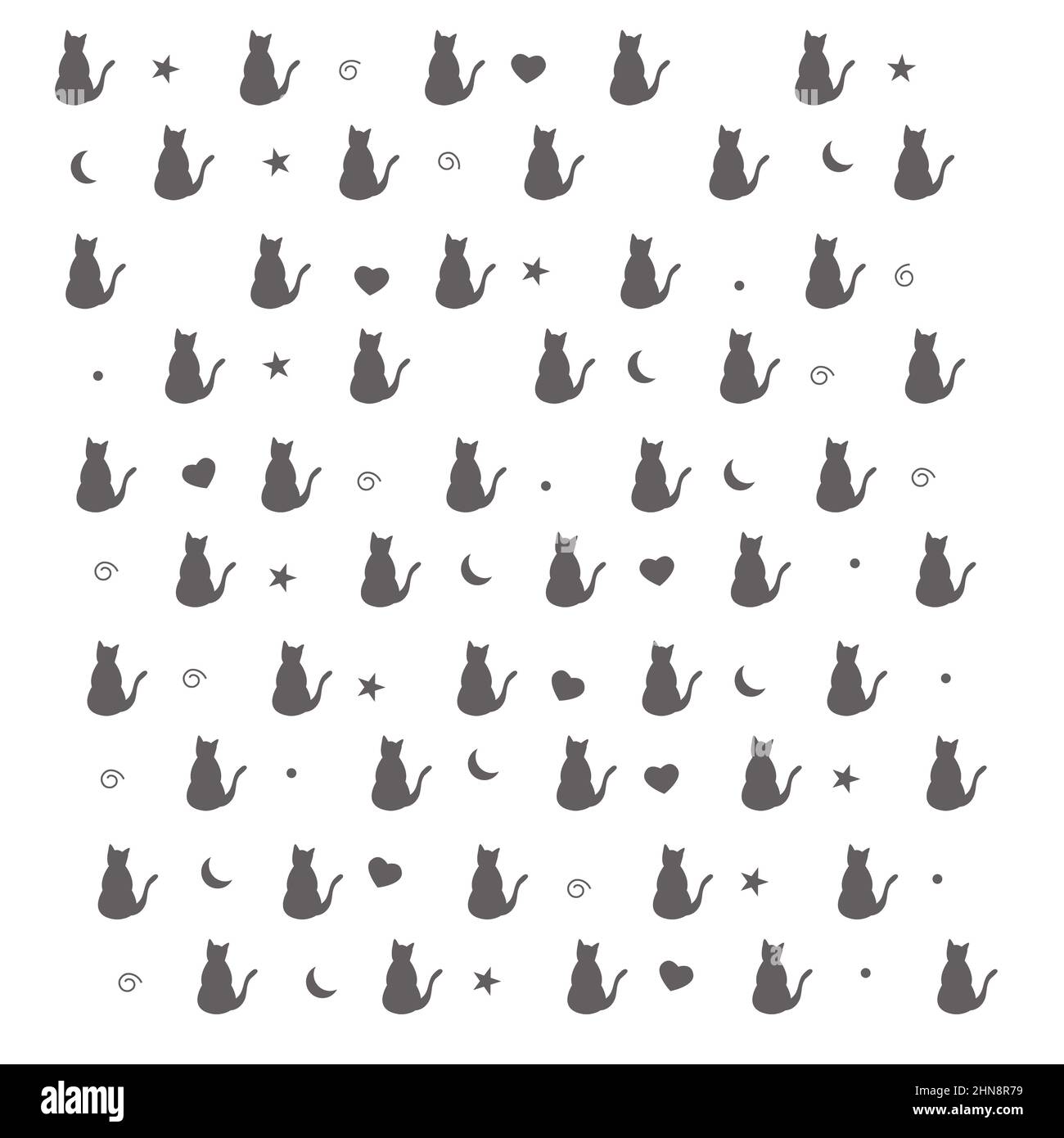 Katzen nahtlose Muster. Katzen nahtlos als Hintergrund, Website, Buchcover, Banner, Hintergrundbilder, Verpackung. Flacher Stil. Stockfoto