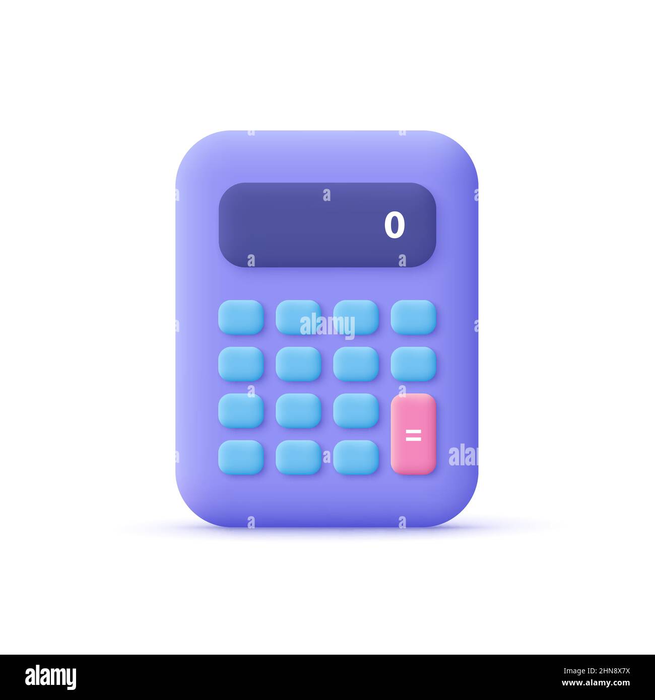 Rechner, mathematisches Gerät. Konzept für Finanzanalysen, Buchhaltung, Budget-, Debit- und Kreditberechnungen. 3D Vektorsymbol. Minimalistischer Cartoon-Stil. Stock Vektor