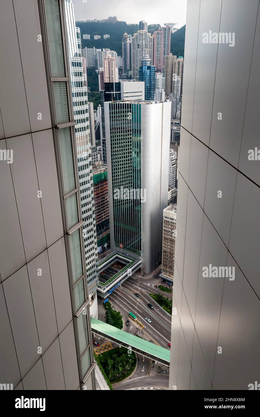 Das Hauptgebäude der Hang Seng Bank und das Hochhaus der Zentral- und Mittelebenen, Hong Kong Island, 2008 Stockfoto