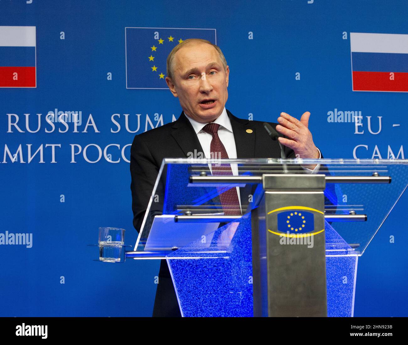 Der russische Präsident Wladimir Putin spricht Stockfoto