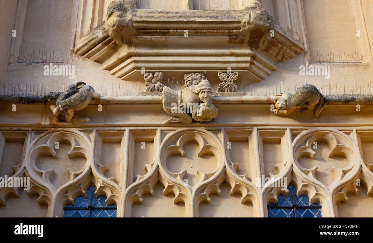 St. John Baptist, Pfarrkirche, Cirencester, Cotswolds, äußeres architektonisches Detail, Gargoyle-Figuren Stockfoto