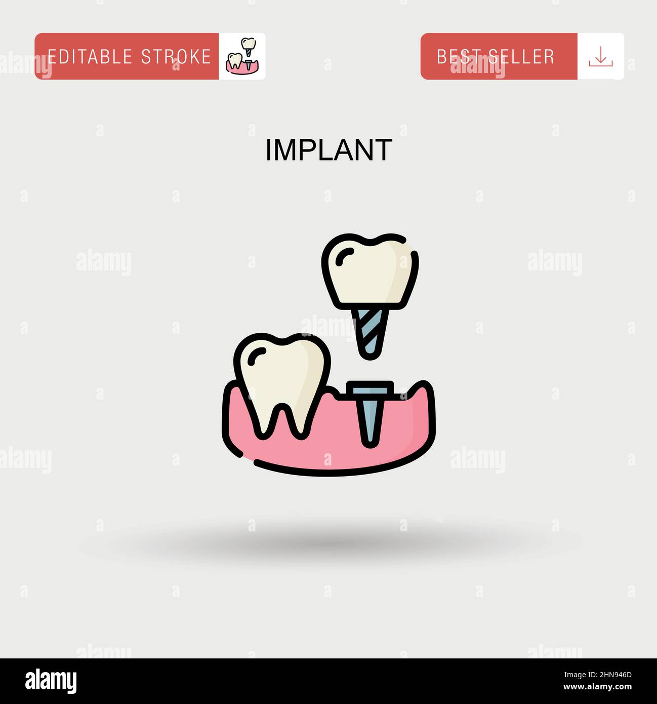 Einfaches Vektorsymbol „Implantat“. Stock Vektor