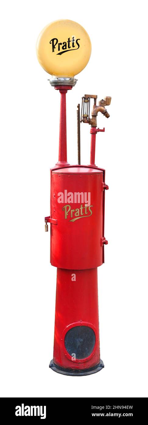 Pratts Industrie Vintage Pumpe, Ausschnitt, weißer Hintergrund Stockfoto