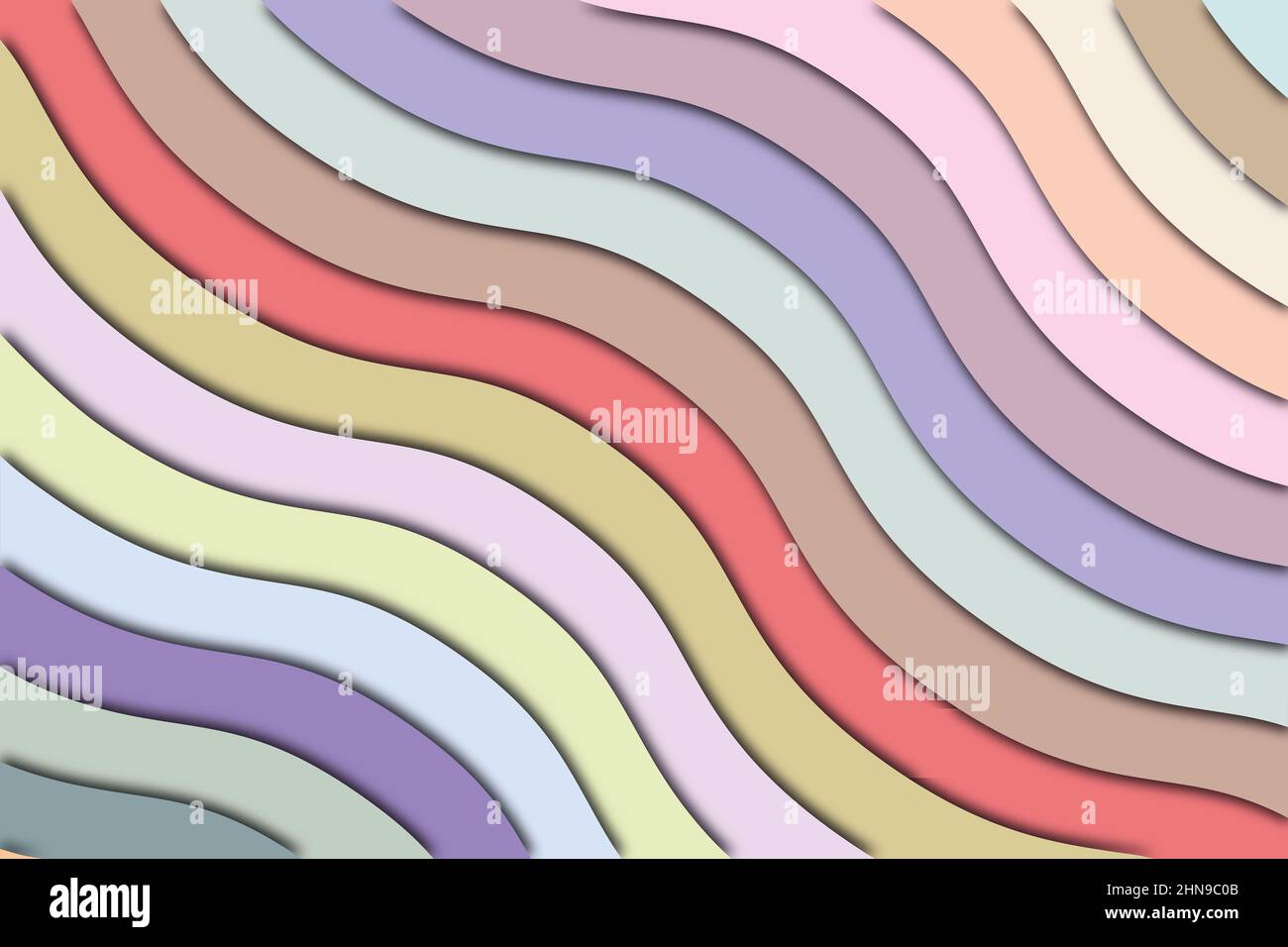 Gewellte und geometrische Linien abstrakter Hintergrund, Pastellfarben Verlaufslinien Formen. Hochwertige Illustration Stockfoto