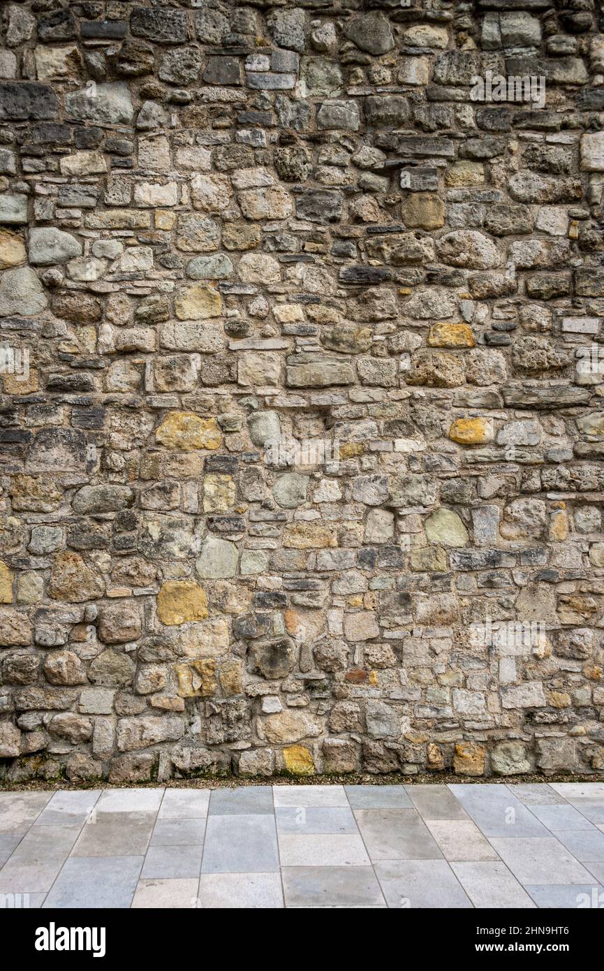 Steinmauer Hintergrund, Stadtmauer Southampton. Stockfoto