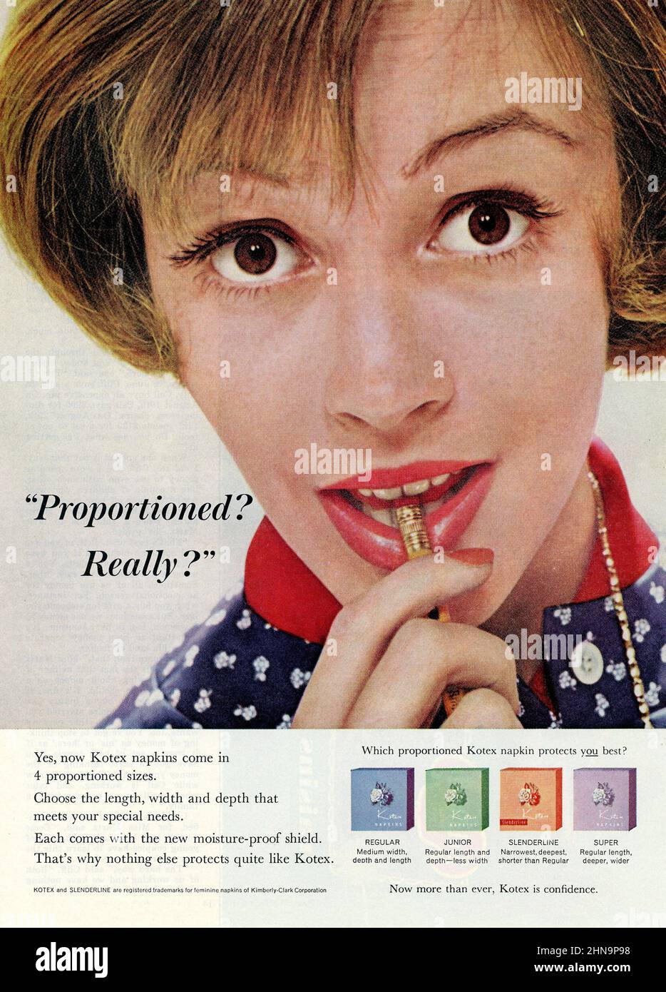 Vintage Januar 1963 „Good Housekeeping“-Zeitschriftenwerbung, Feminine Nakins Ad, USA Stockfoto