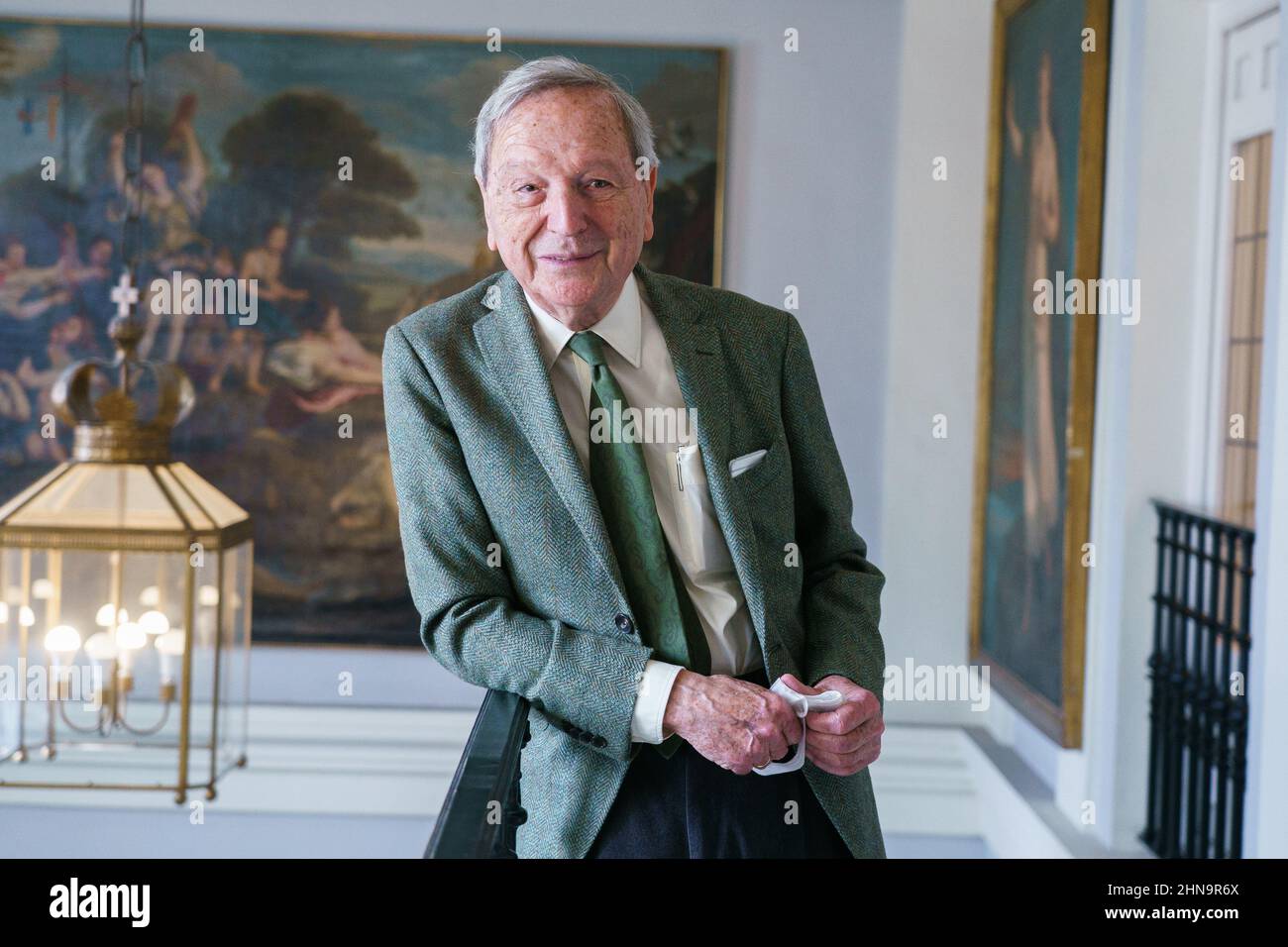 Madrid, Spanien. 15th. Februar 2022. Der spanische Architekt José Rafael Moneo Vallés posiert während einer Porträtsitzung an der Royal Academy of Fine Art in San Fernando (Real Academia de Bellas Artes de San Fernando) in Madrid. (Foto: Atilano Garcia/SOPA Images/Sipa USA) Quelle: SIPA USA/Alamy Live News Stockfoto