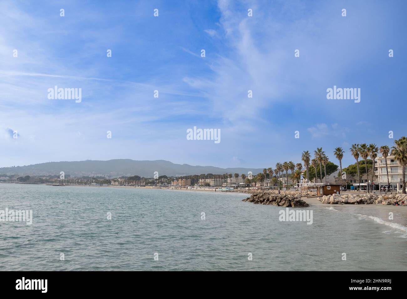 Blick auf den Strand von la Ciotat in Frankreich Stockfoto