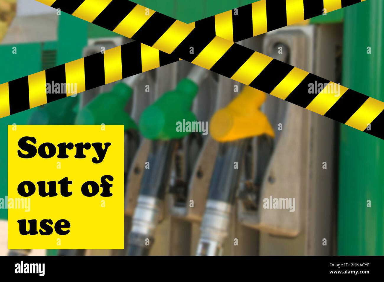 Dieselmangel. Kein Benzin an der Tankstelle Stockfoto