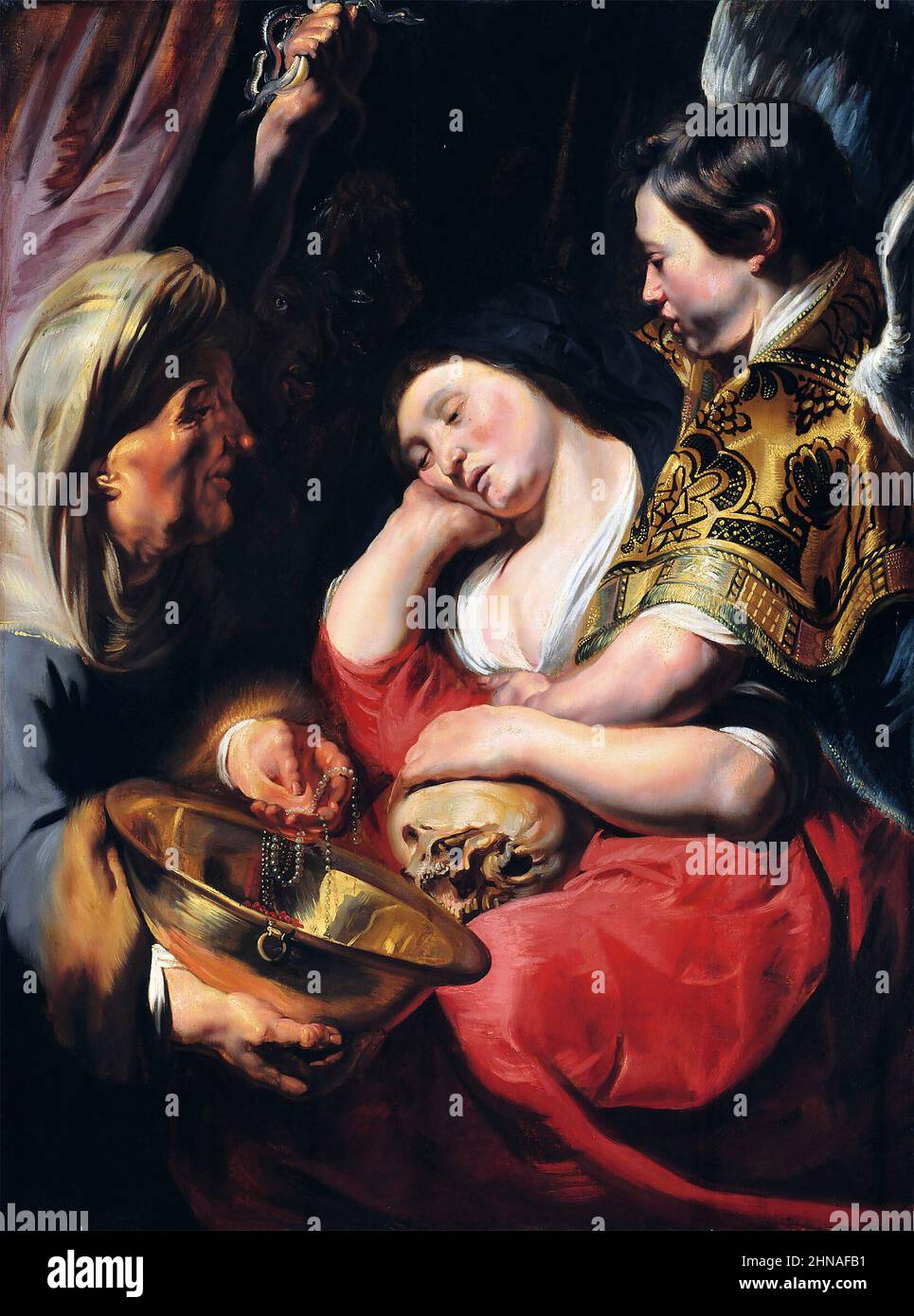 Die Versuchung der Magdalena von Jacob Jordaens (1593-1678), Öl auf Tafel, c. 1616/7 Stockfoto