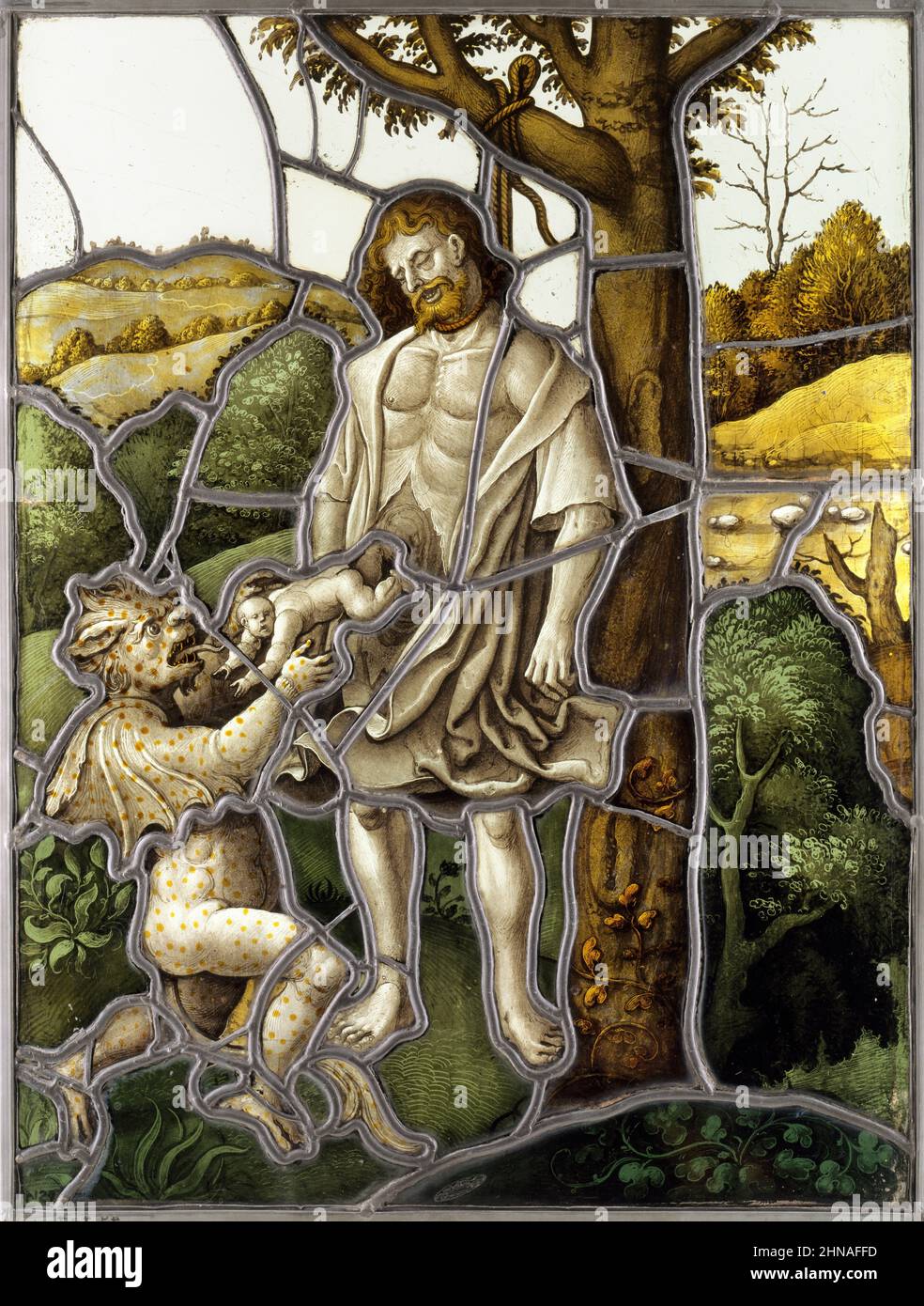 Der Hängen des Judas, elsässischer oder süddeutscher, Buntglas, um 1520 Stockfoto