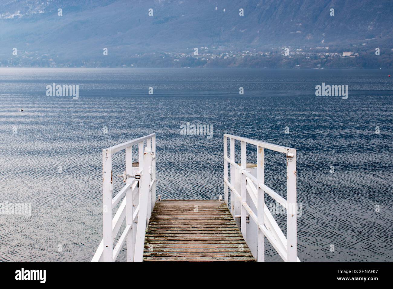 Ponton auf dem Lac du Bourget bei Aix-les-Bains (Franxce) Stockfoto