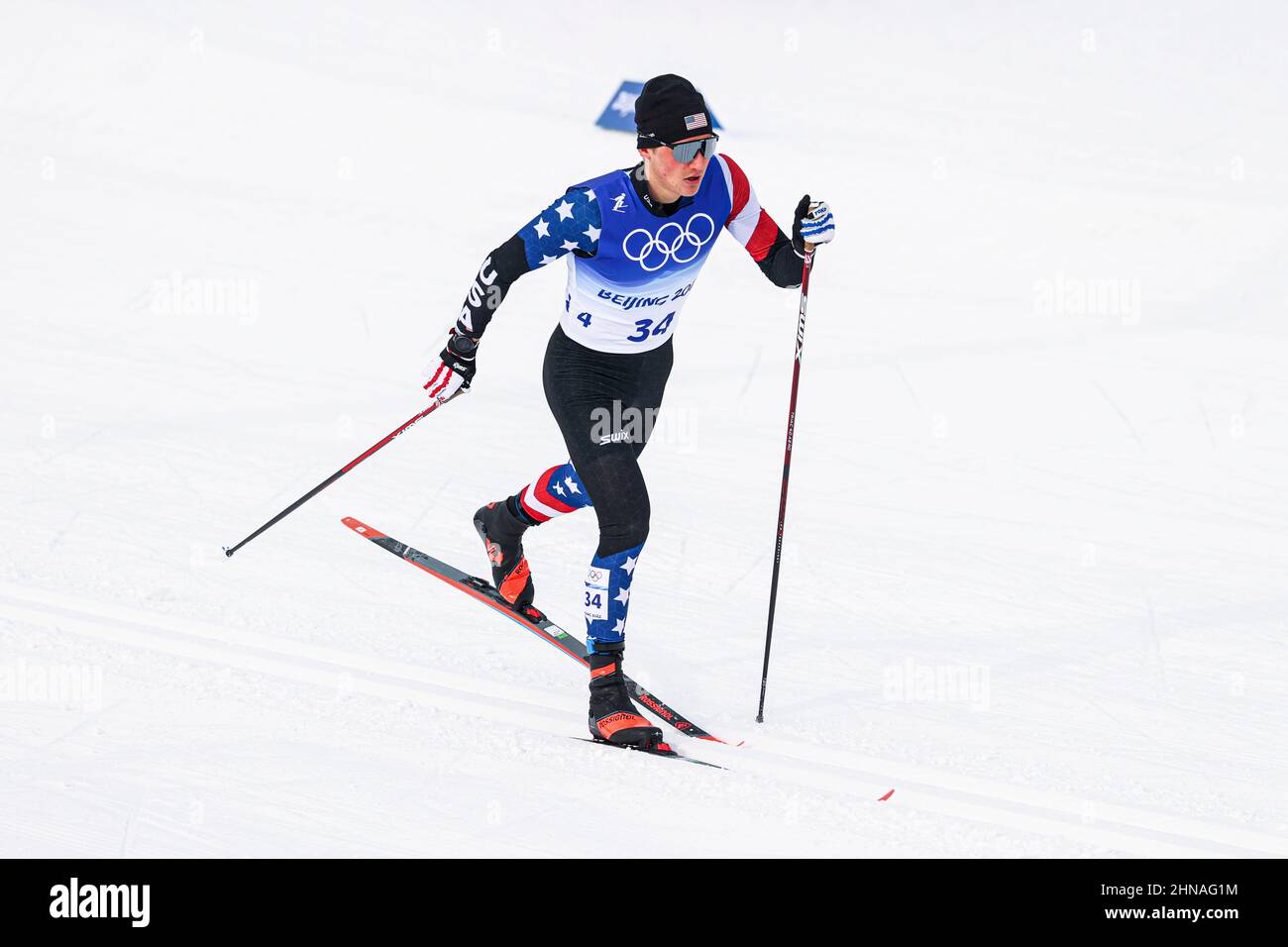 GUS Schumacher (USA), 11. FEBRUAR 2022 - Skilanglauf: Men's 15km Classic während der Olympischen Winterspiele 2022 in Peking beim National Cross- Stockfoto