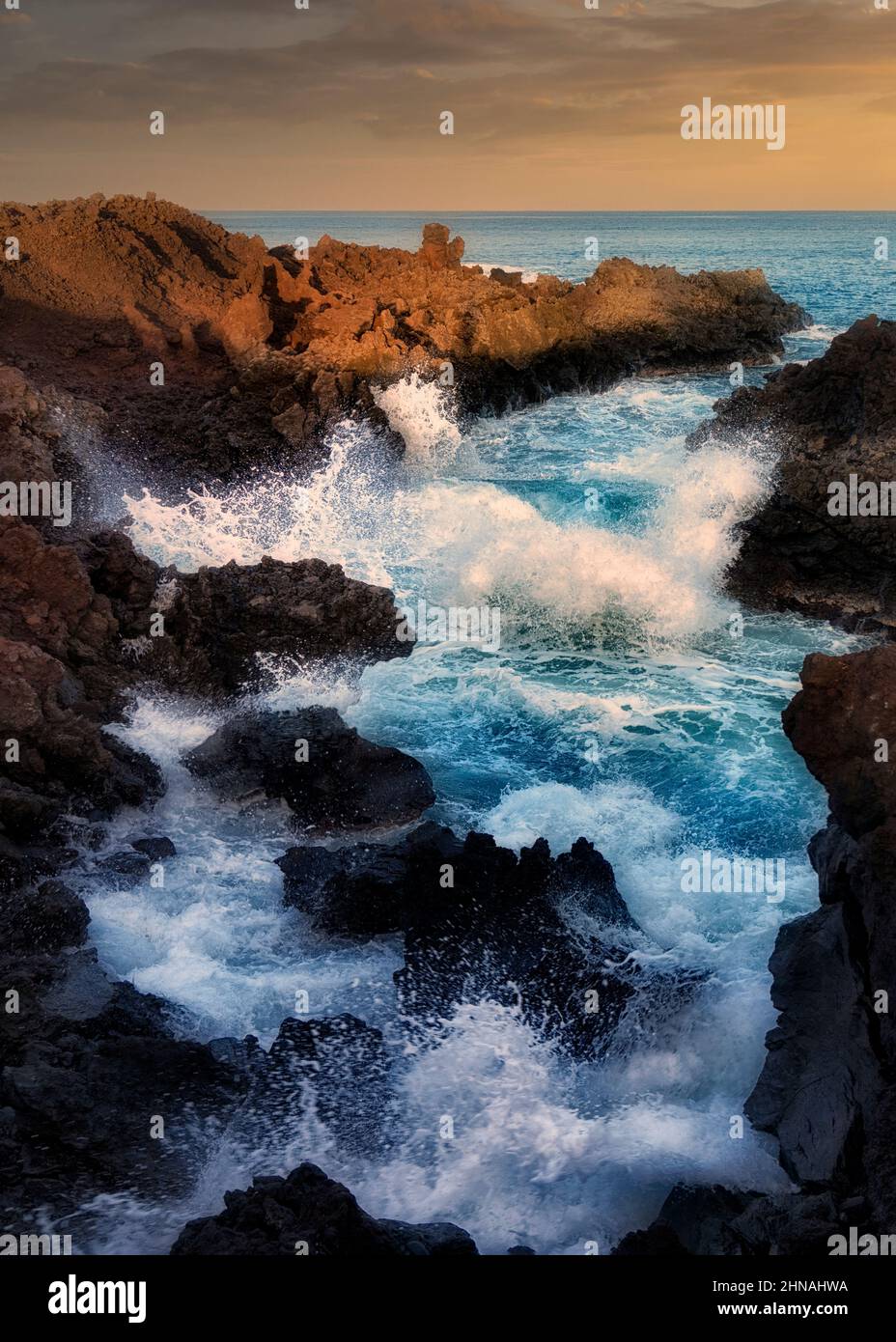 Sturmwellen in Abgrund. Hawaii Die Große Insel Stockfoto