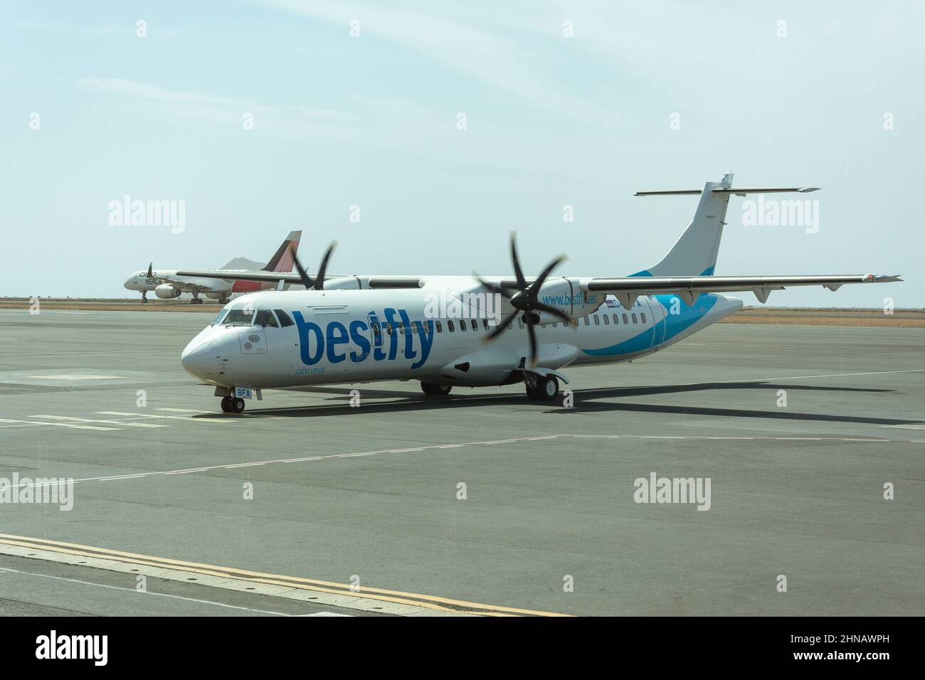 Bestfly Cape Verde ATR 72-600 Flugzeuge am Amílcar Cabral (Sal) International Airport, Sal, República de Cabo (Kap Verde) Stockfoto