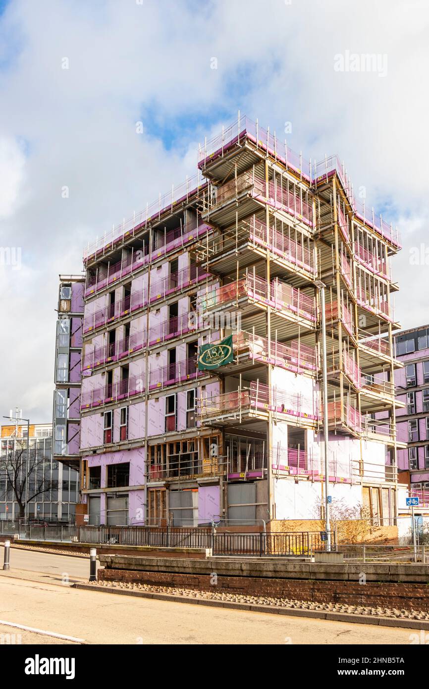 Unvollendete Studentenwohnungen im Bau Newcastle unter Lyme staffordshire Stockfoto