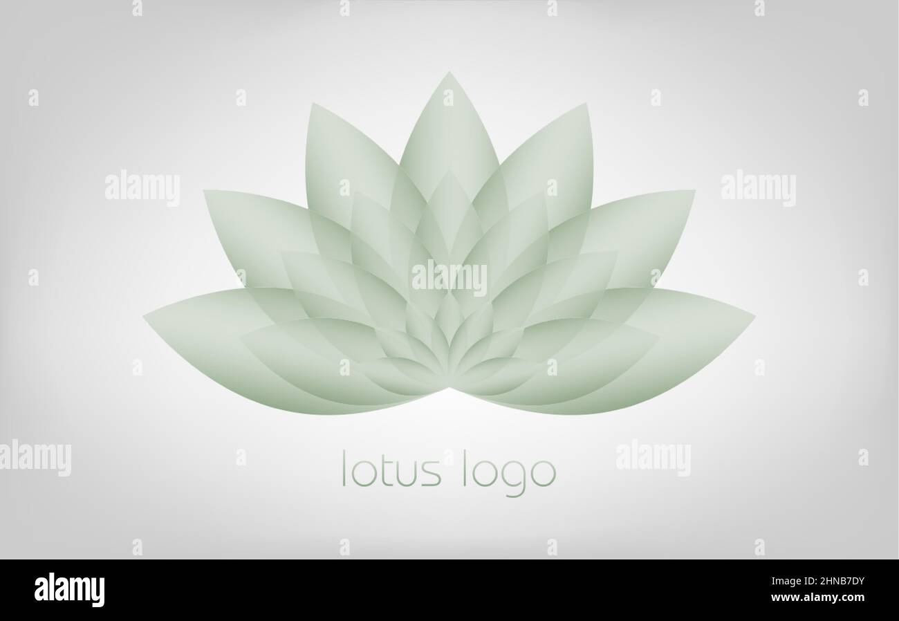 Weiches grünes Lotus-Logo, Blume des Lebens. Heilige Geometrie. Symbol für Harmonie und Balance. Zeichen der Reinheit. Chakra Yoga Design Vektor isoliert auf weiß Stock Vektor
