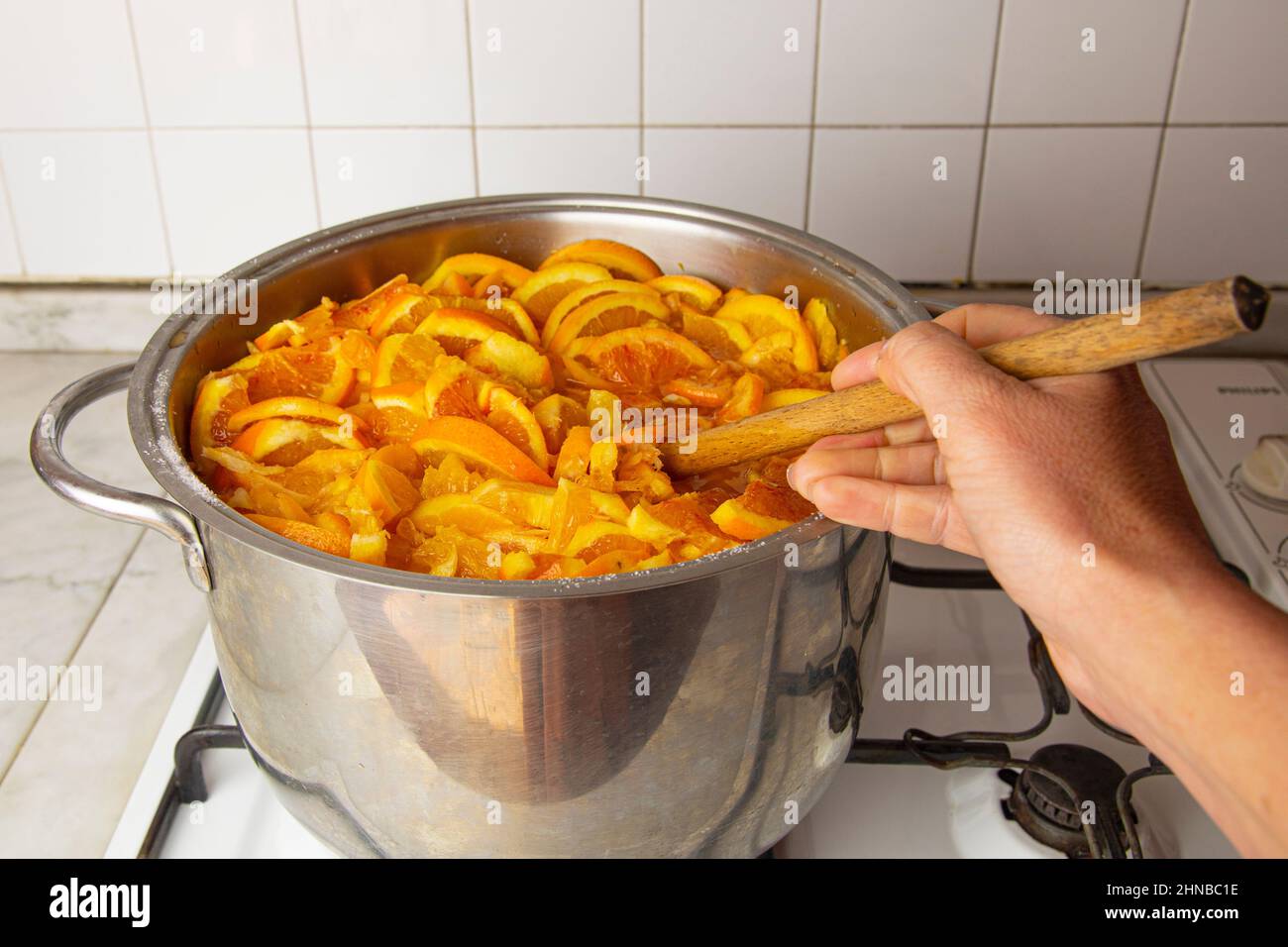 Orangenmarmelade zu Hause Stockfoto