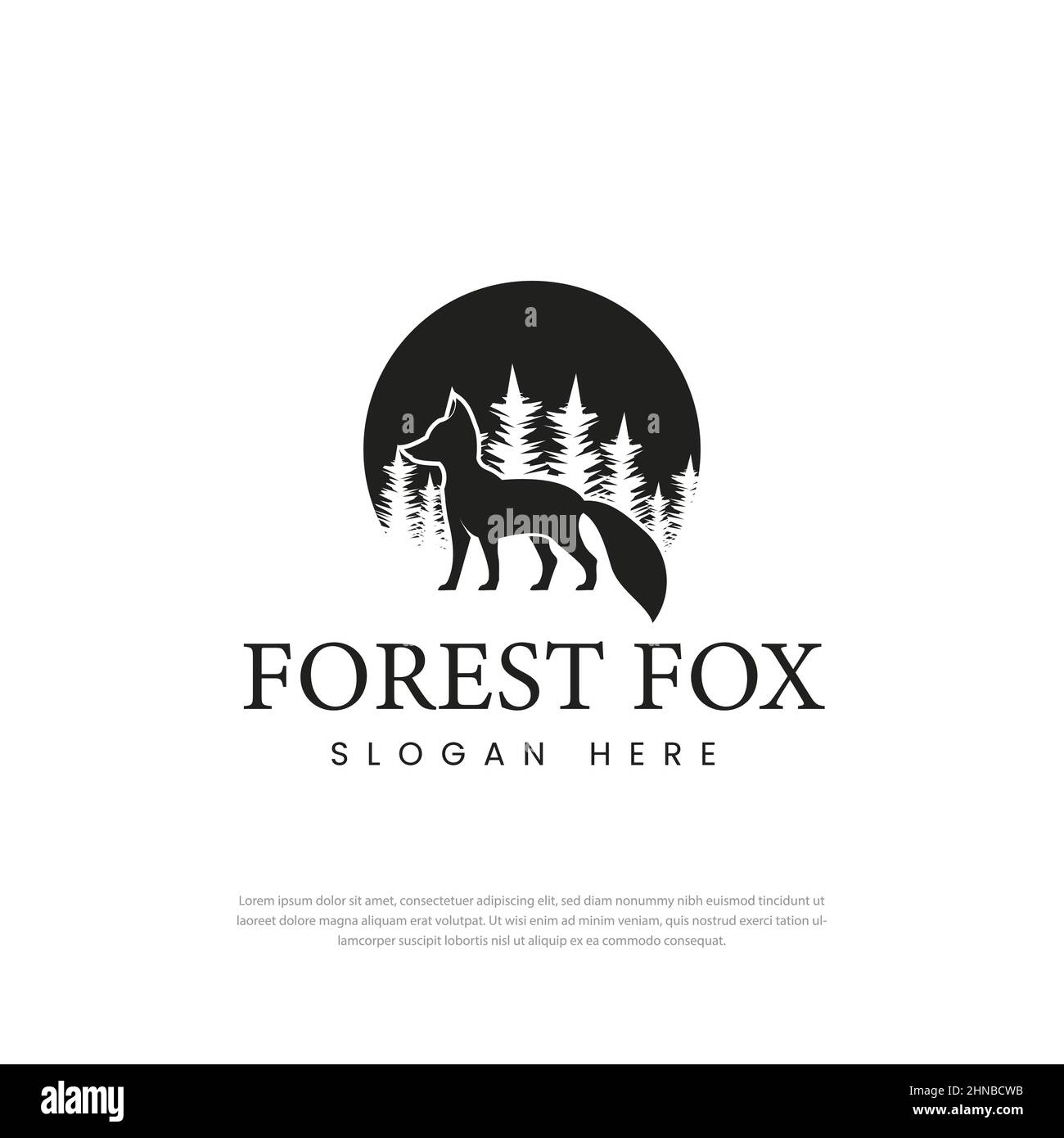 Waldfuchs Logo steht hoch im Gesicht Vintage Silhouette Retro Hipster Logo Design Stock Vektor