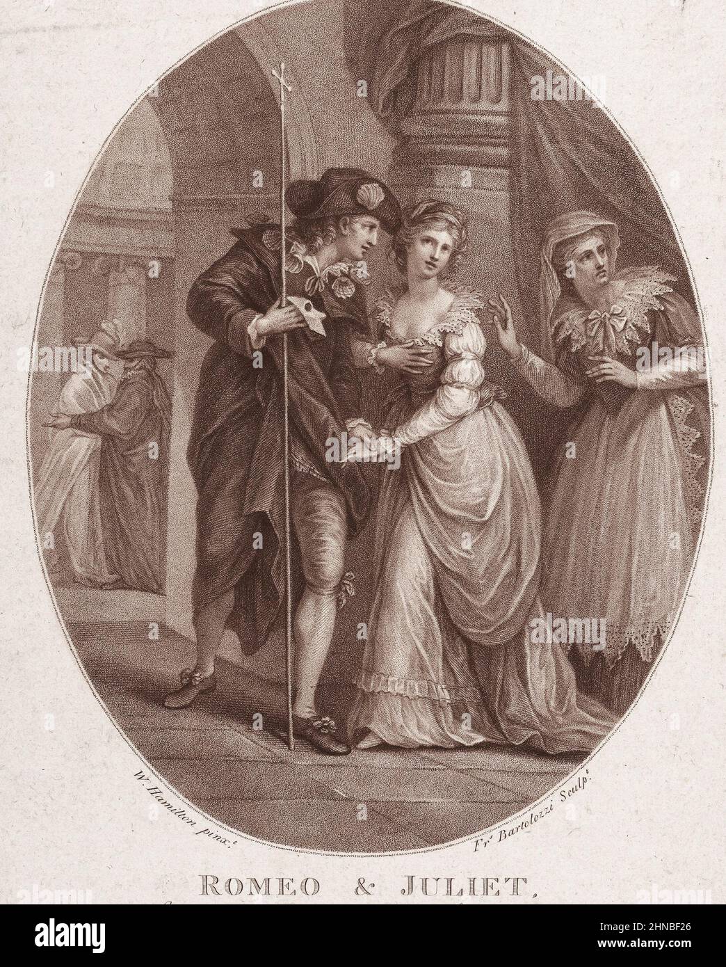 Romeo und Julia in der Maskerade aus Shakespeares, Romeo und Julia, Akt 1, Szene 5. Stockfoto