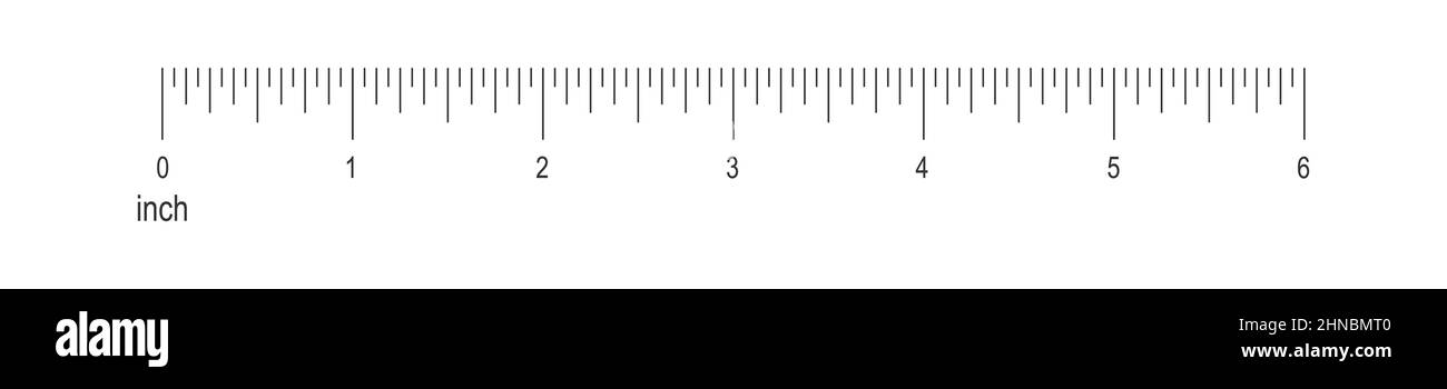 6-Zoll-Linealskala. Horizontales Messdiagramm mit Markup und Zahlen. Math-  oder Nähwerkzeug zur Messung von Distanz, Höhe oder Länge.  Vektordarstellung Stock-Vektorgrafik - Alamy